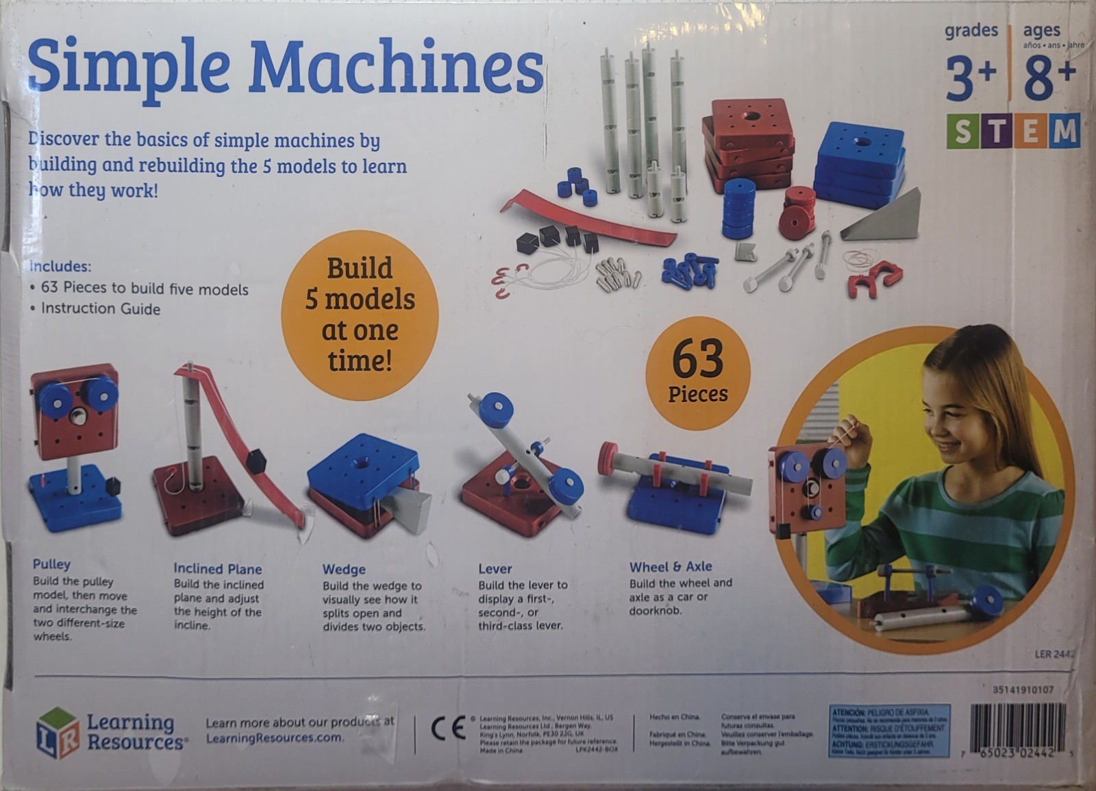 Learning Resources 5 Simple Machines Science Set 63 Pcs Kit-STEM-New Sealed