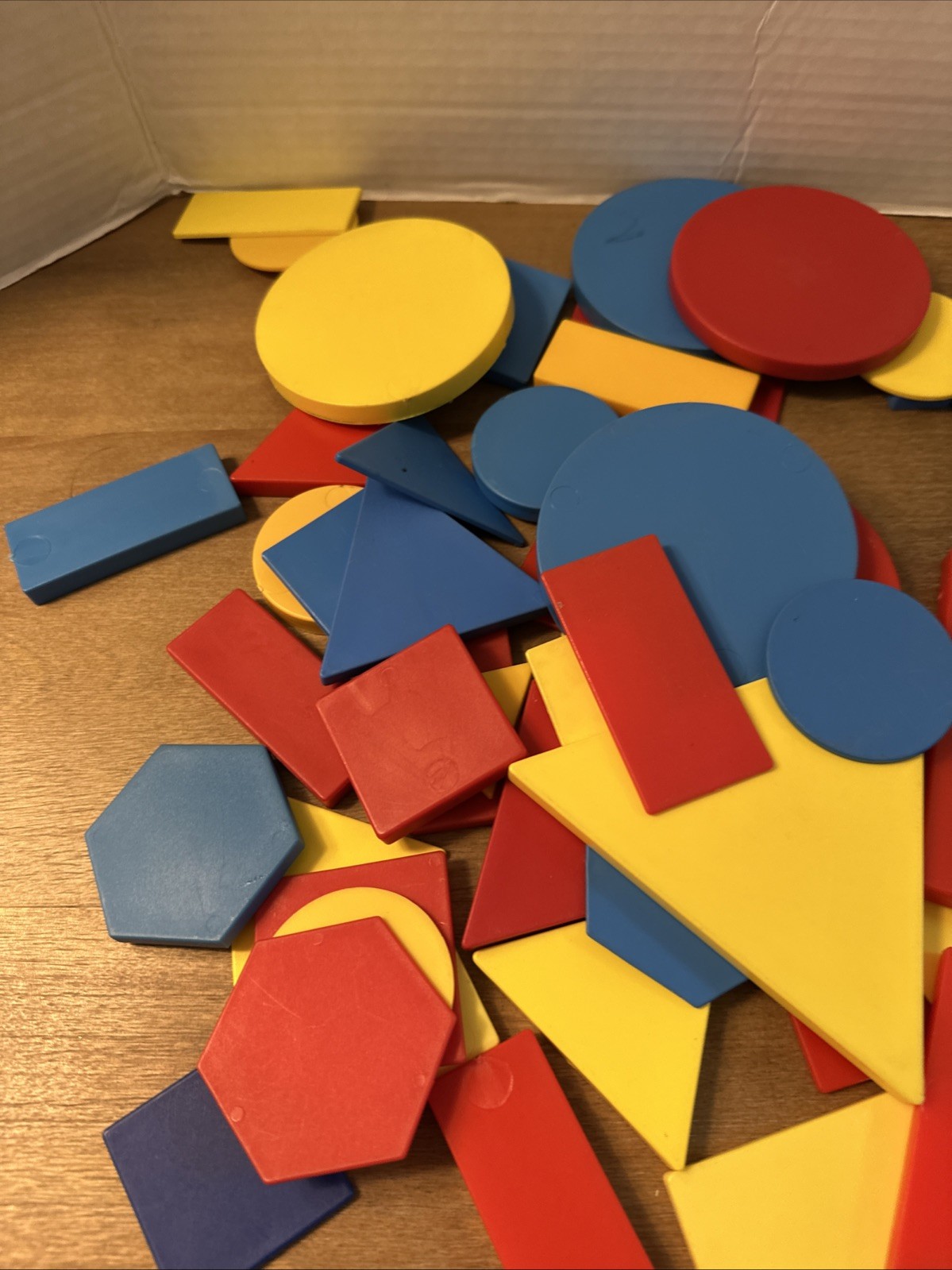 LOT of Thick Thin Lg Sm Multi-Color Geometric 2-D Shapes Math Manipulatives 70+
