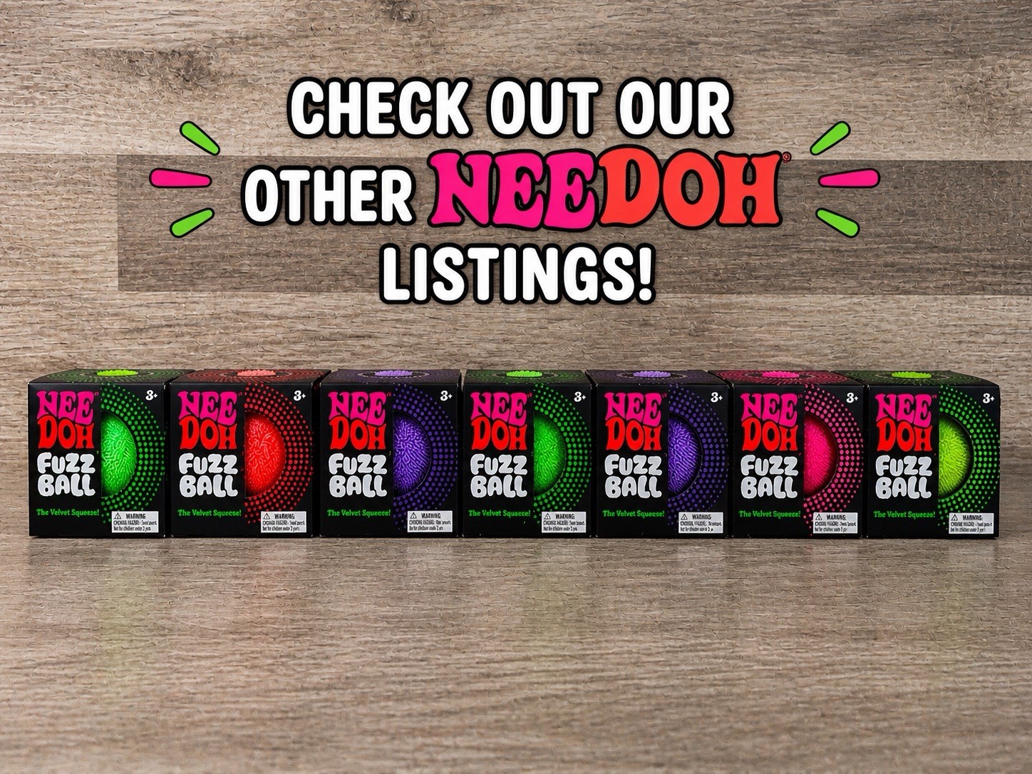 2 Needoh FUZZ BALLS The Velvet Squeeze Fuzzball Random Colors Picked💯AUTHENTIC