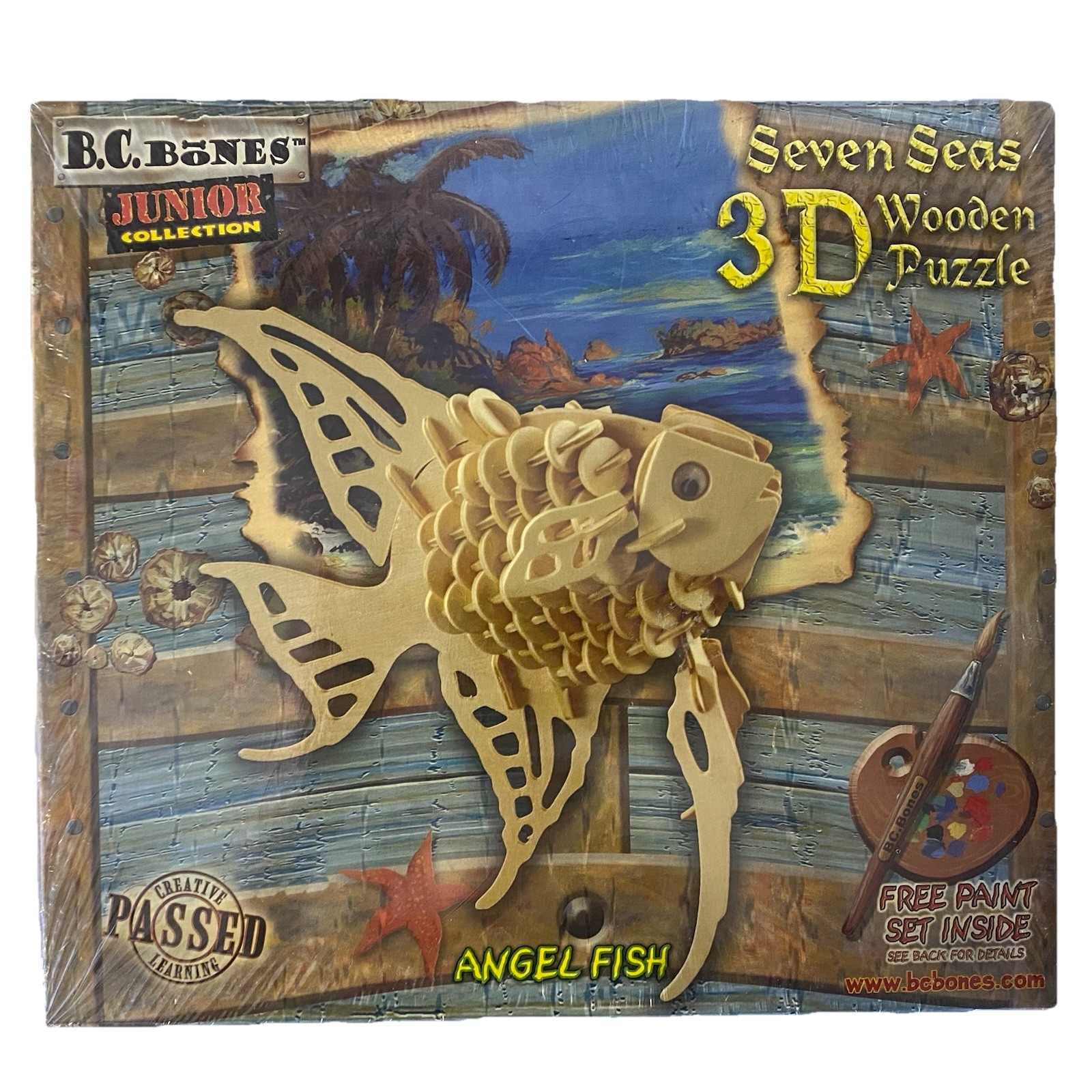 B.C. Bones Junior Collection 7 Seas 3-D Angel Fish Wooden Puzzle – NIB