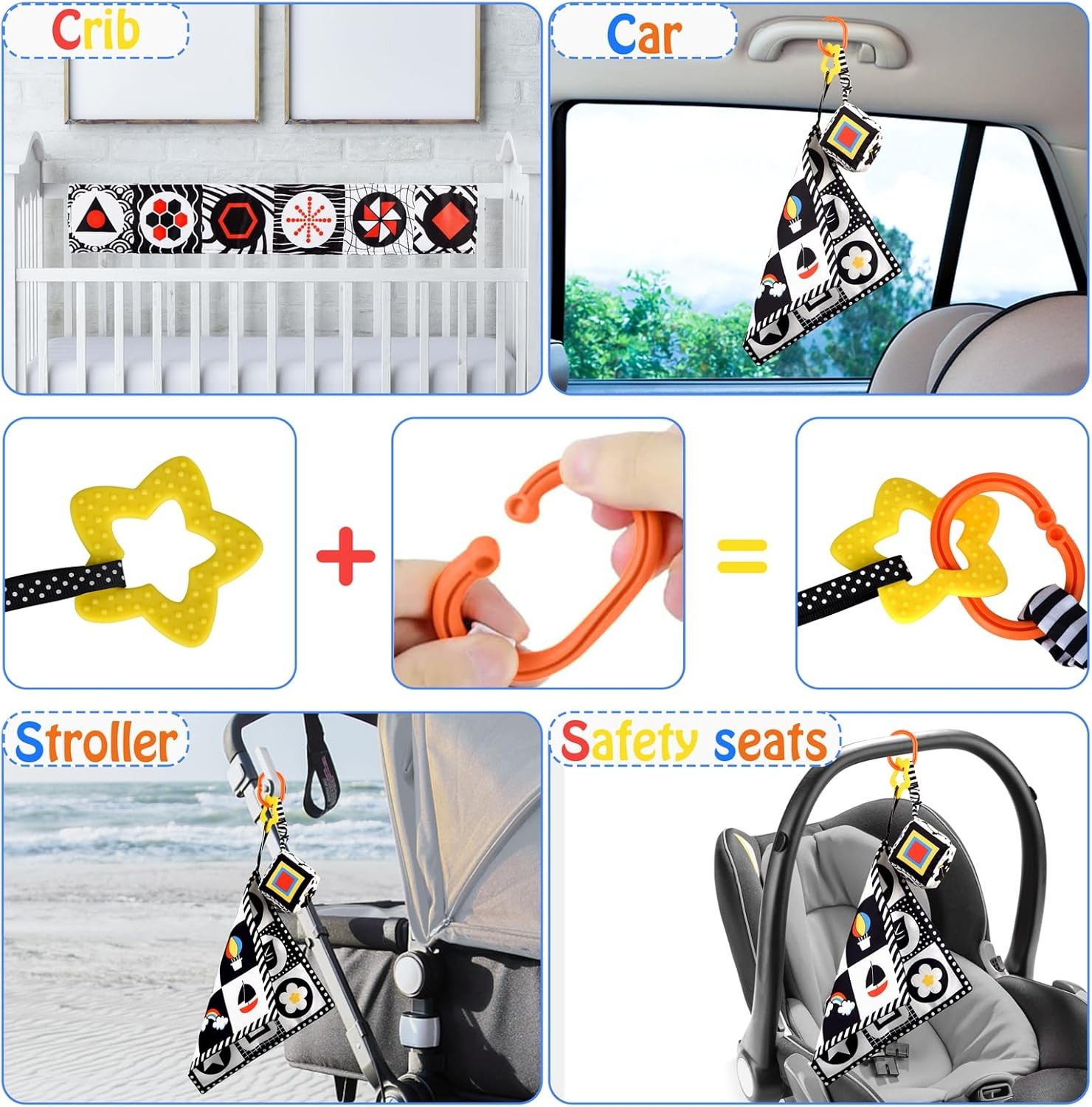 SAMMAS 3 Pcs Black and White High Contrast Baby Toys, 0-6 Months, Sensory…