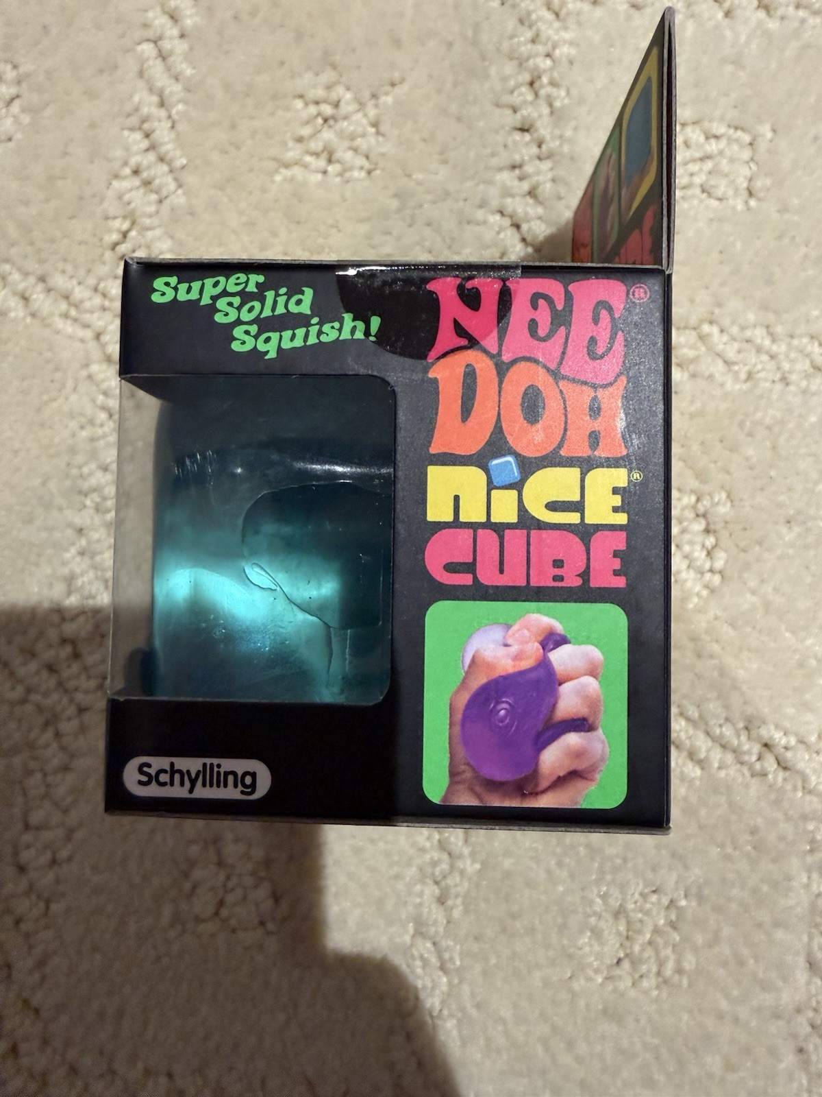 Schylling Needoh Nice Cube Blue Sensory Squeeze Toy with Super Solid Squish