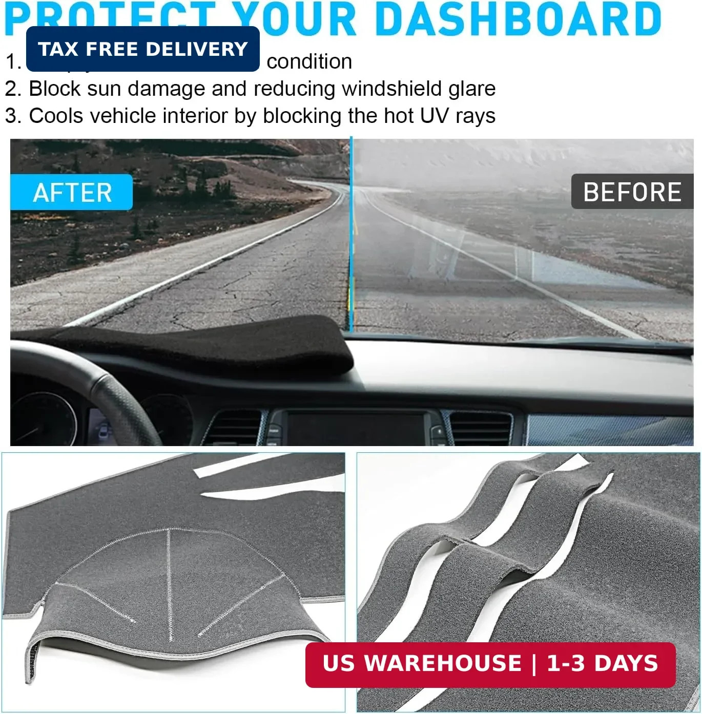 Dash Cover for Toyota Camry Accessories 2007 2008 2009 2010 2011 Custom Fit Dash