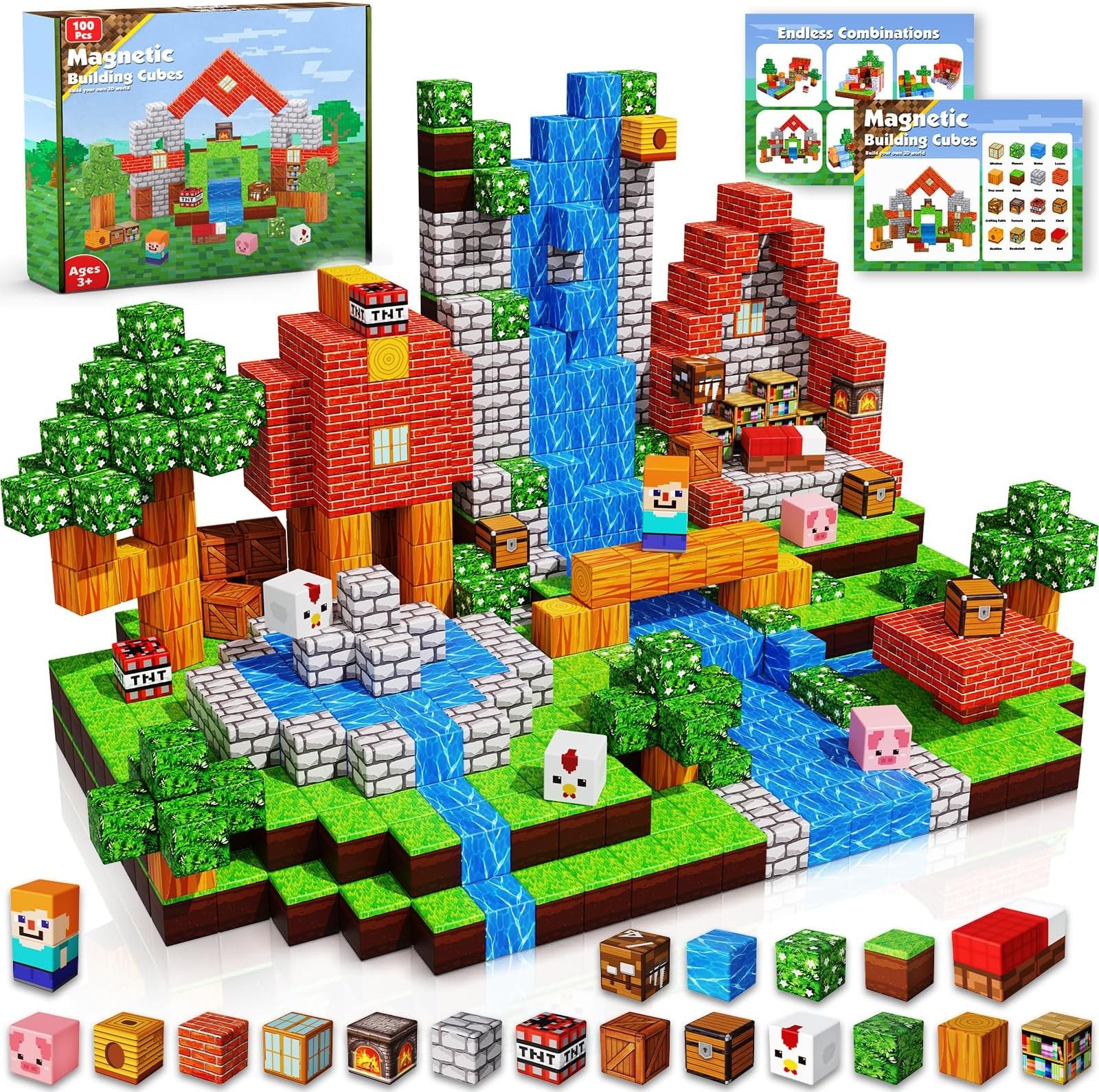 Goody King Magnetic Blocks |100PCS Magnetic Building Cube Game, Constructions…