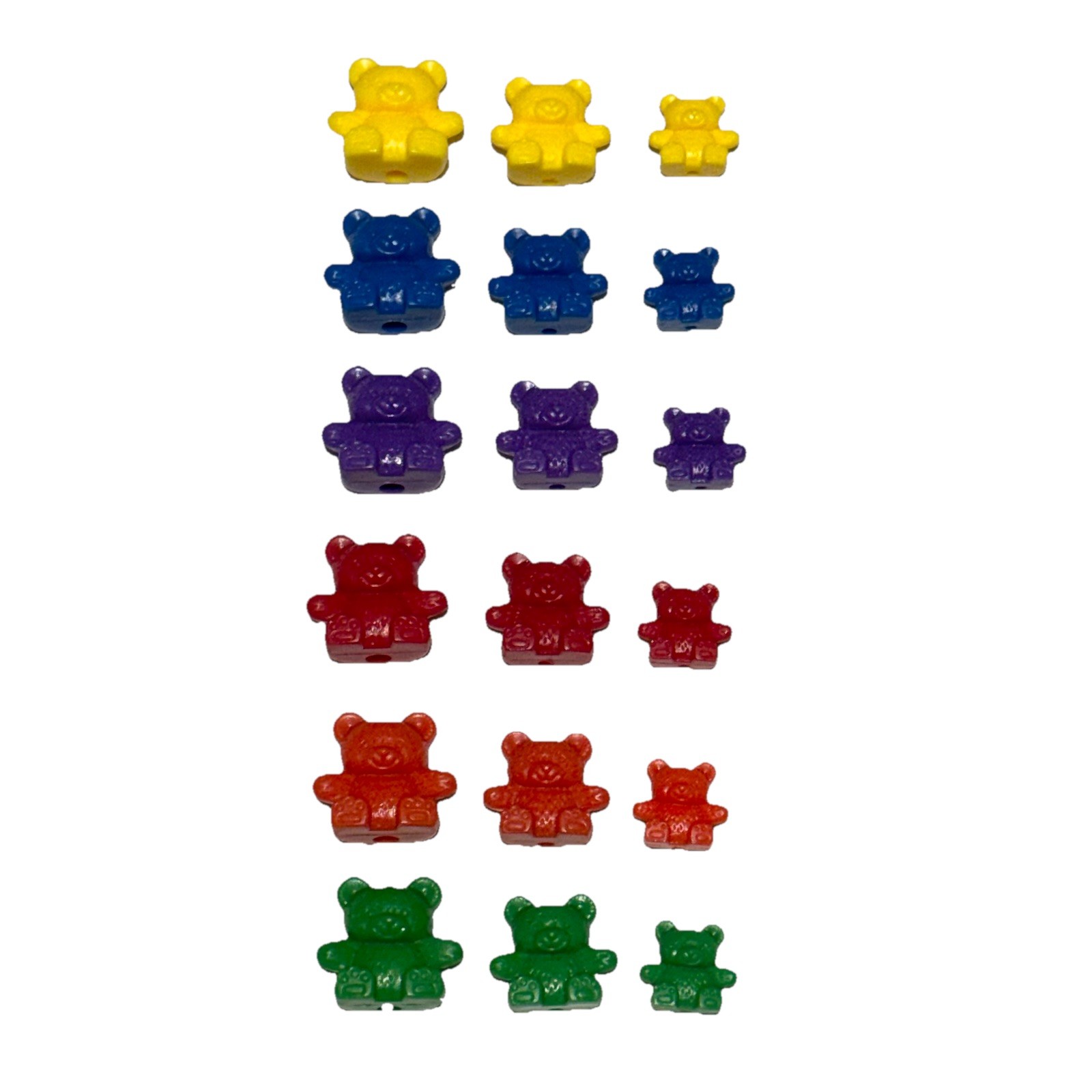 Plastic Teddy Bear Counters/Math Manipulative Mult-colored 3 Sizes Lot of 18
