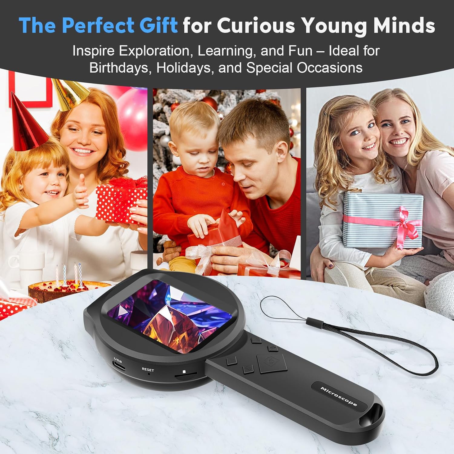 Magnifying Glass Kids Microscope Handheld Digital Magnifier Coin Jewellery Loupe