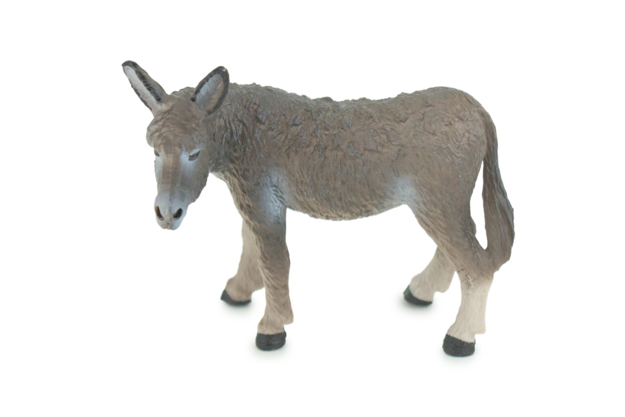 Donkey Toy Realistic Hand Painted Rubber Farm Model 4 Inches CH846 BB197