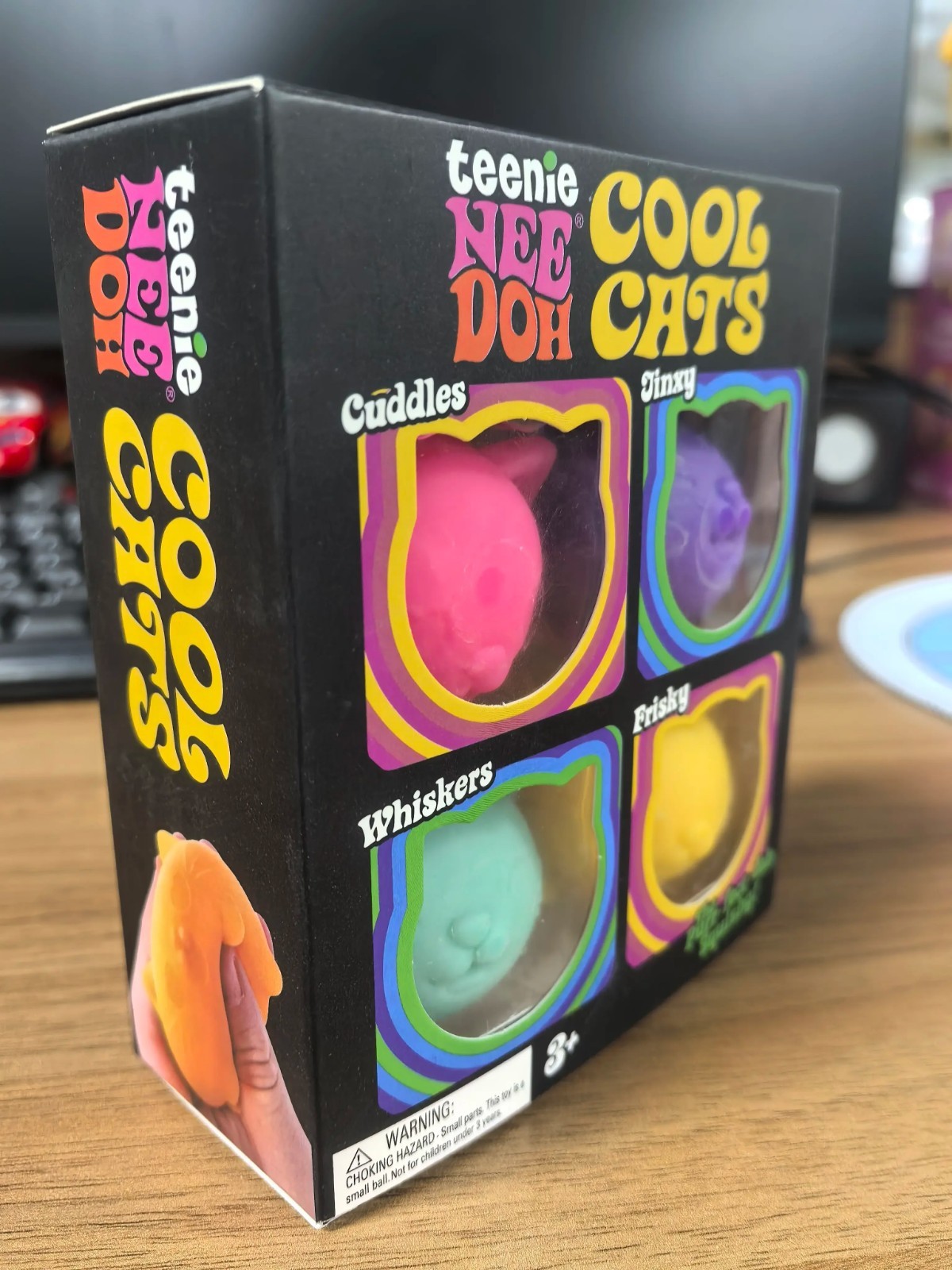 NeeDoh Teenie Cool Cats 3 Pack Mini Cat Fidget Toys Soft Squishy Stress Relief S