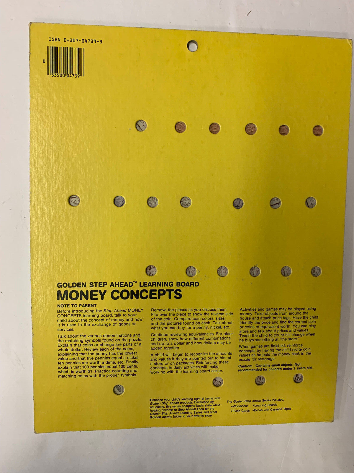 Vintage Board Puzzle Learning Money Math 1985 Preschool Golden Step Ahead