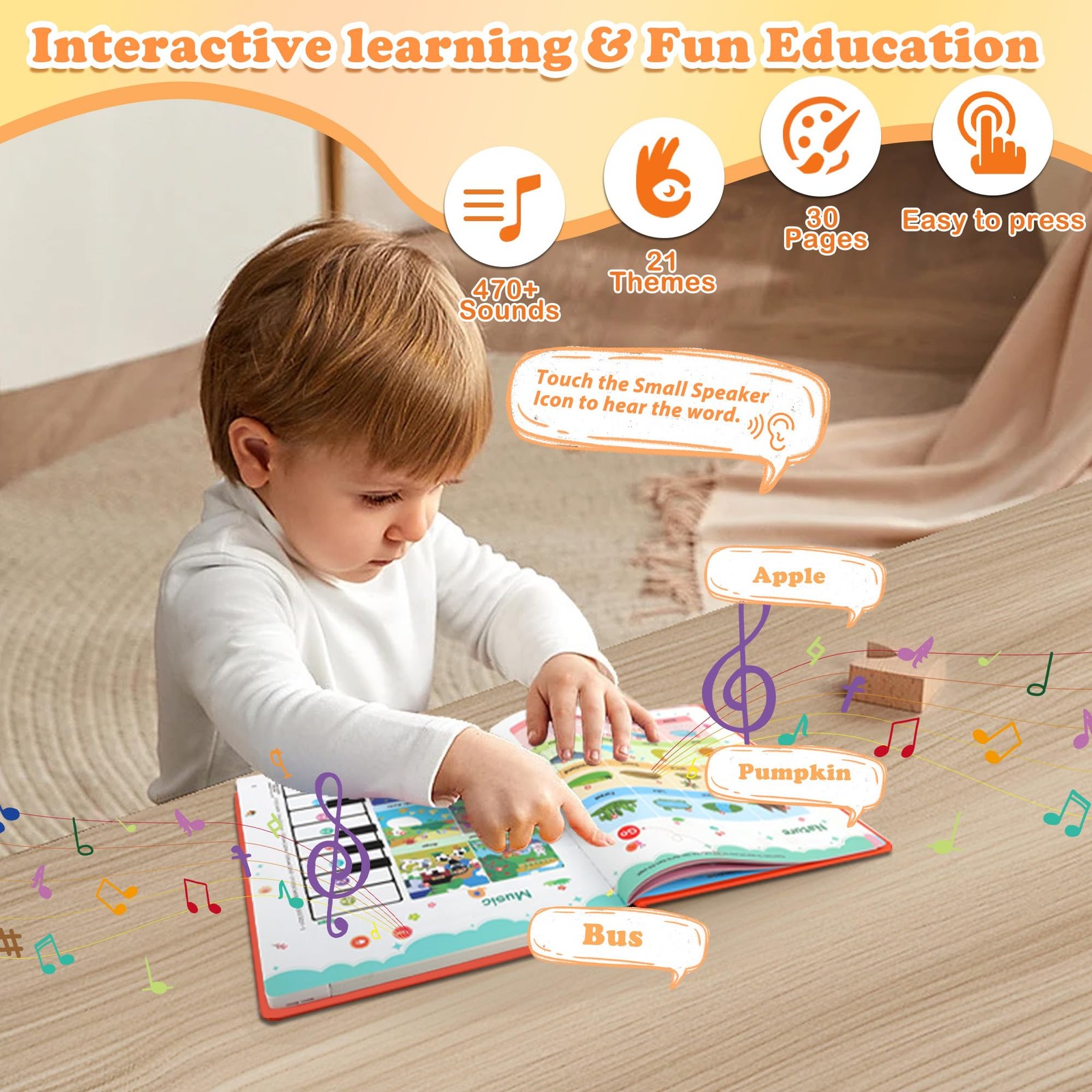My First English Words Sound Book for Kids Ages 3-6, Interactive Toddler Book…