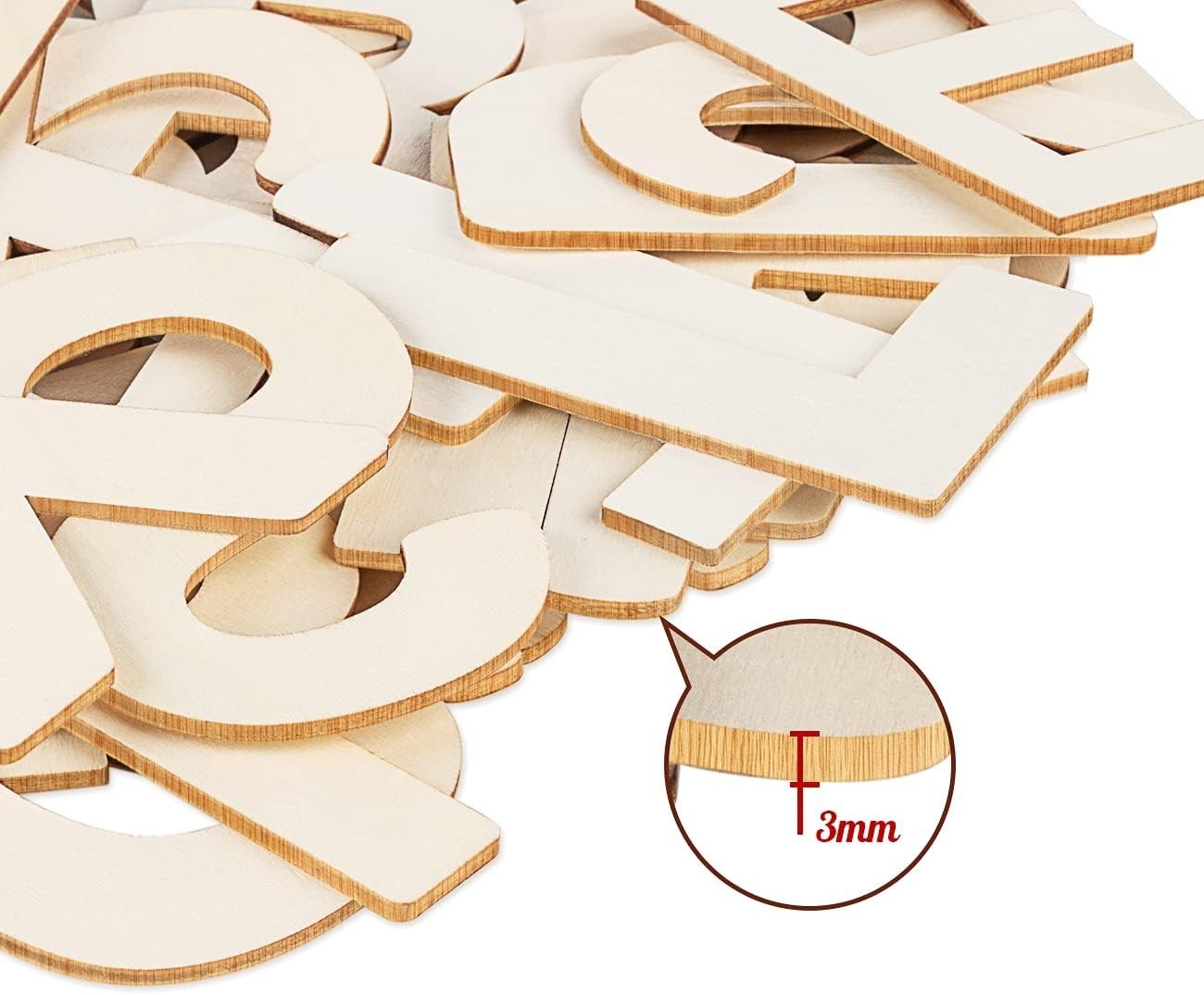 52 Piece Set of Smooth Wooden Letters for Wall Signs and Craft Projects