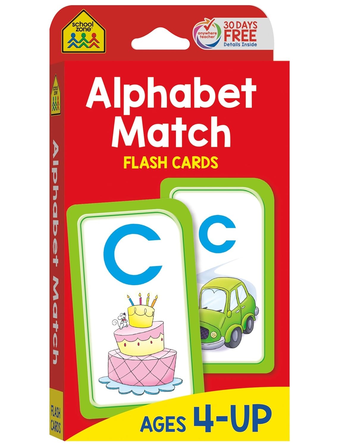 School Zone Alphabet Match Flash Cards: 56 Cards, Preschool, Kindergarten, ABC’s