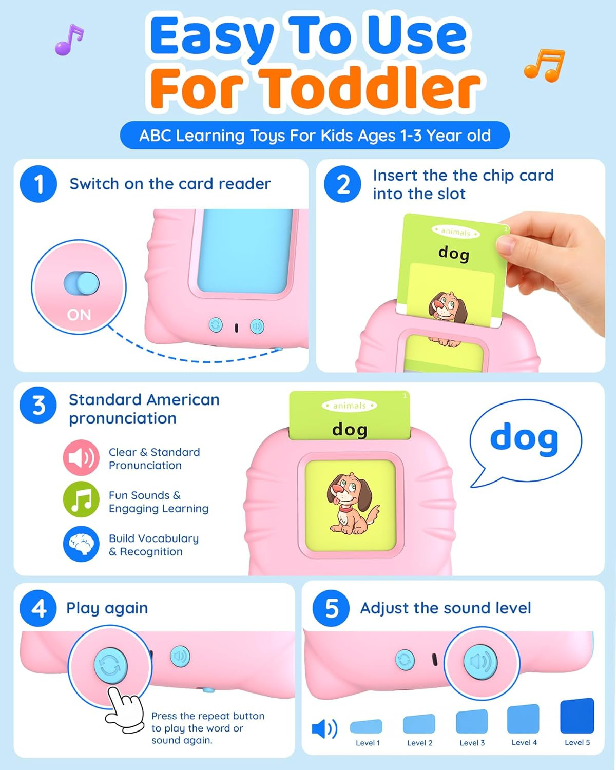 Talking Flash Cards for Toddlers 1-5 Years Old, Upgraded 536 Sight Words with 6