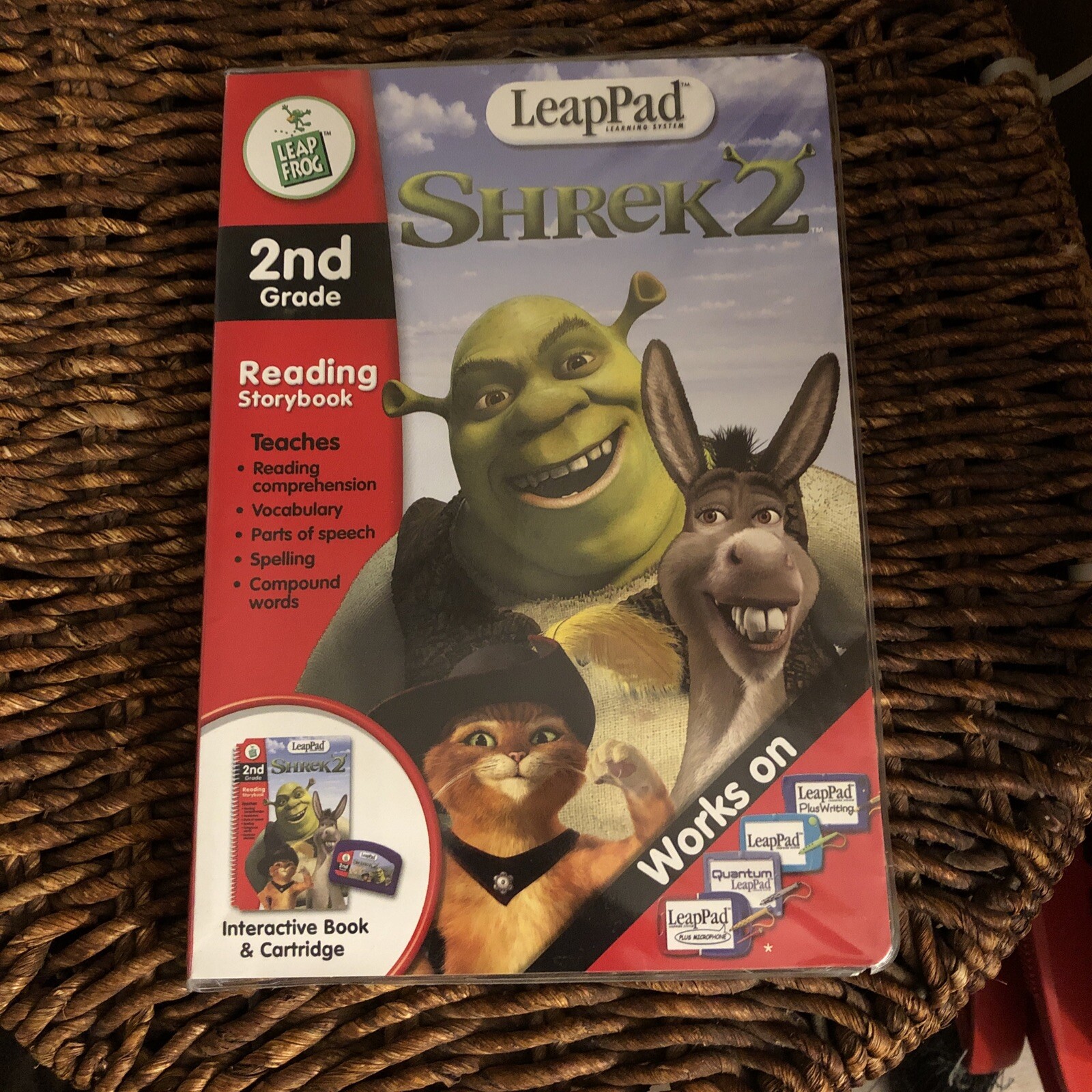 Shrek 2 LeapFrog LeapPad Educational Book and Cartridge 2nd Grade