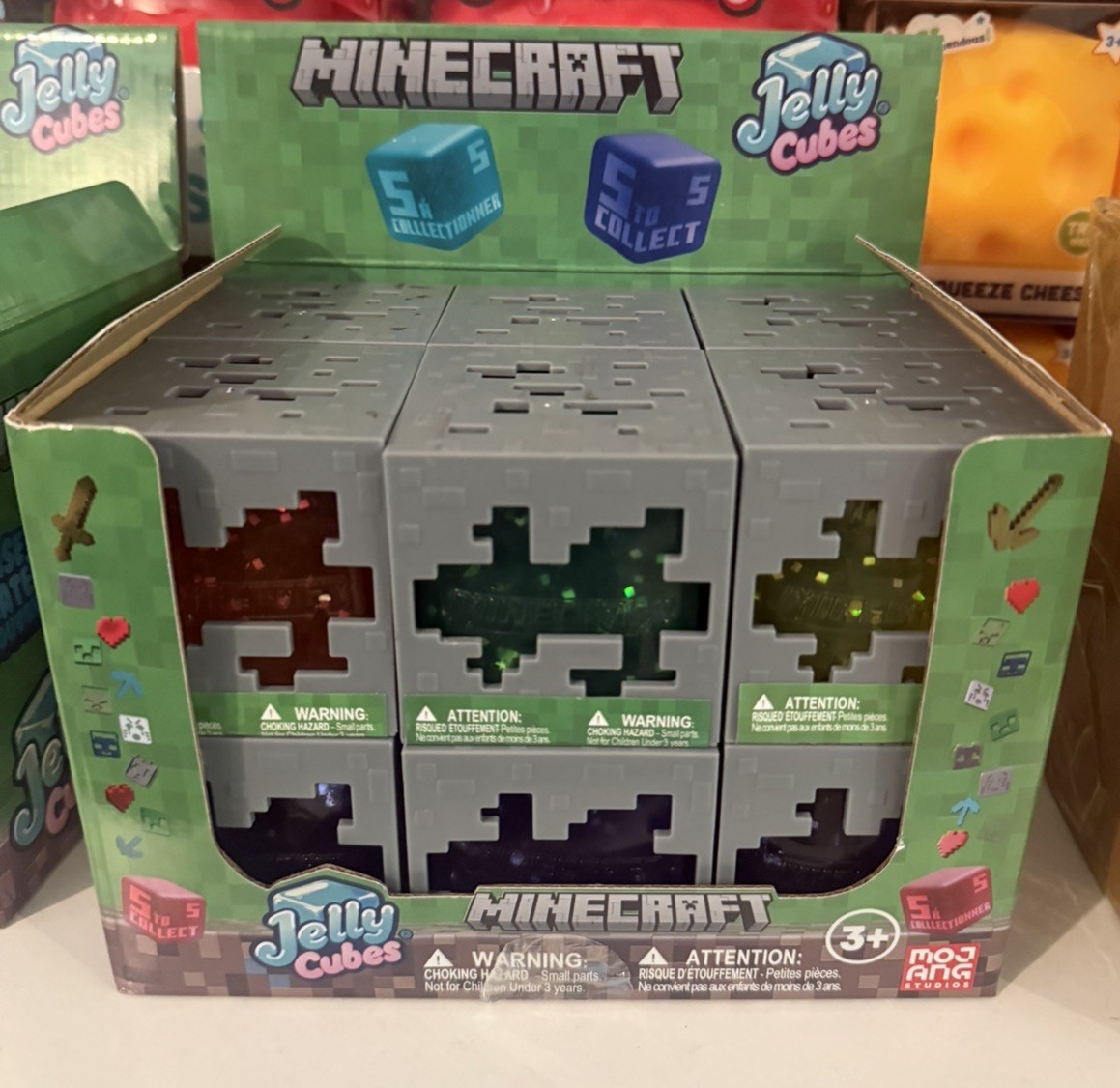 New! Lot of 12 Minecraft Jelly Cubes with Display Case