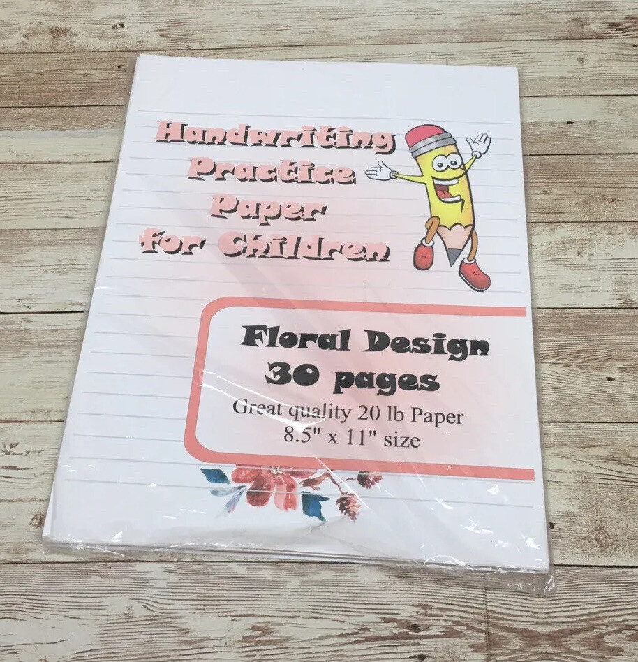 Floral Design – Handwriting Practice Paper For Children – 30 Sheets