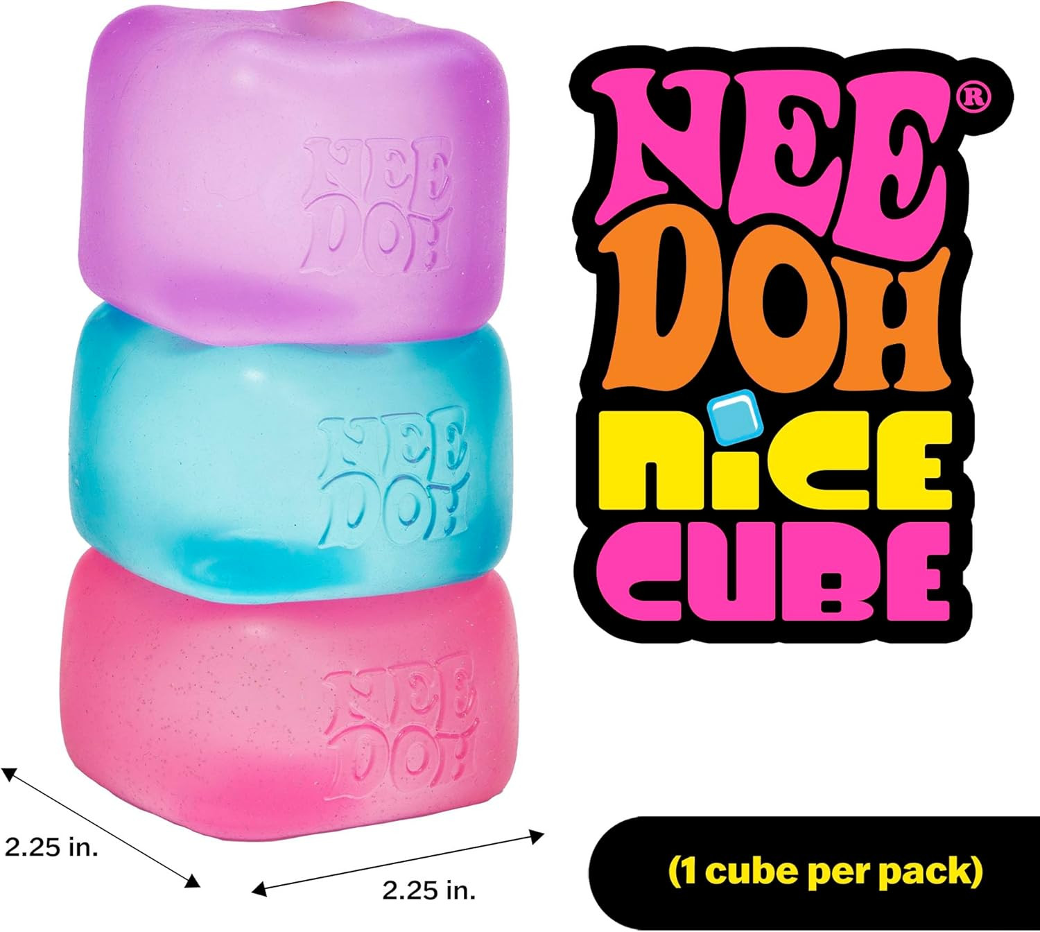 Needoh Nice Cube -Sensory Squeeze Toy with Super Solid Squish – 2.25″ Cube