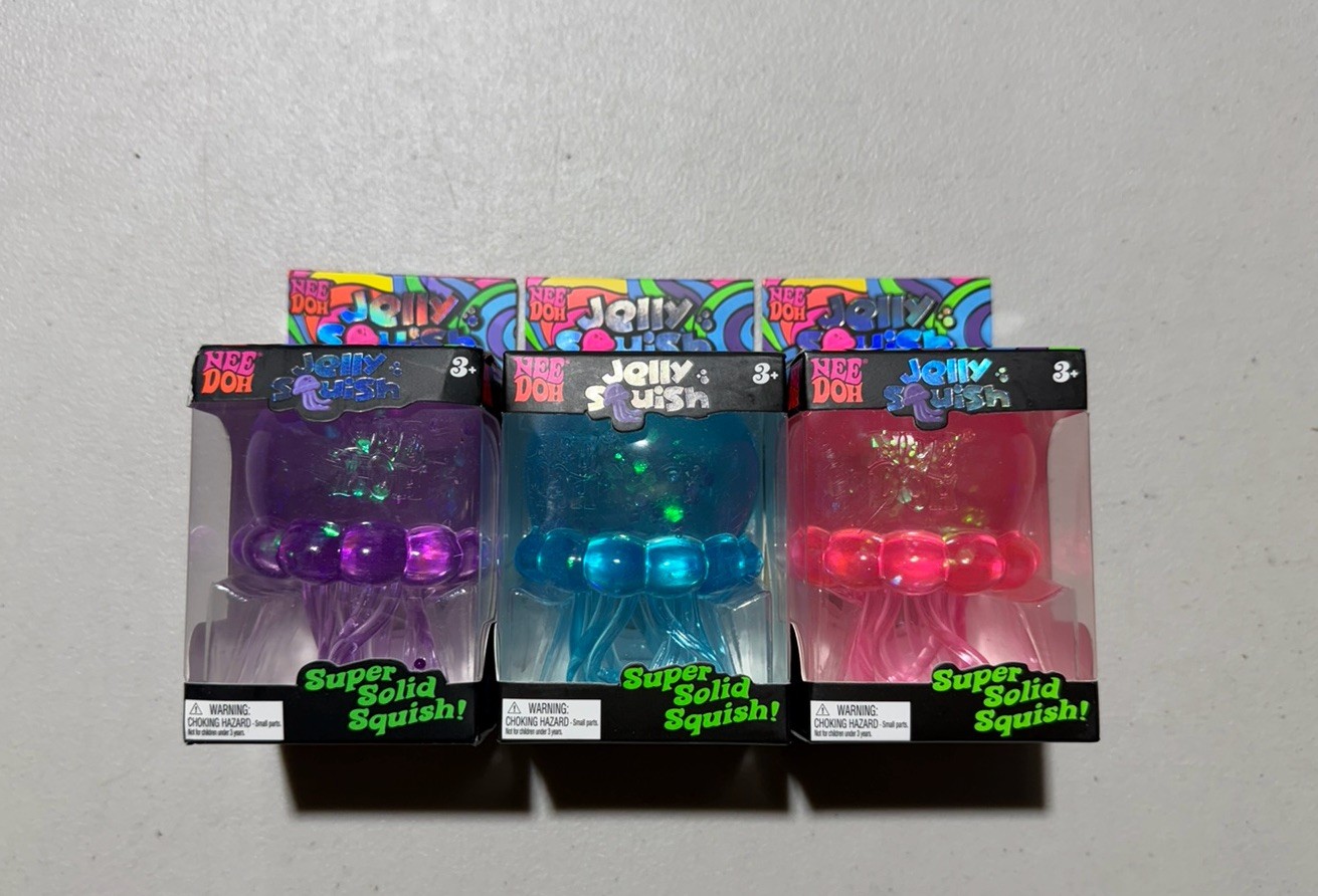 NeeDoh Jelly Squish – NIB – Authentic Schylling – Set Of 3 – Pink/Blue/Purple