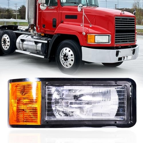 headlights for Mack,Replacement Headlamp with turn Signal Bulb Compatible Right