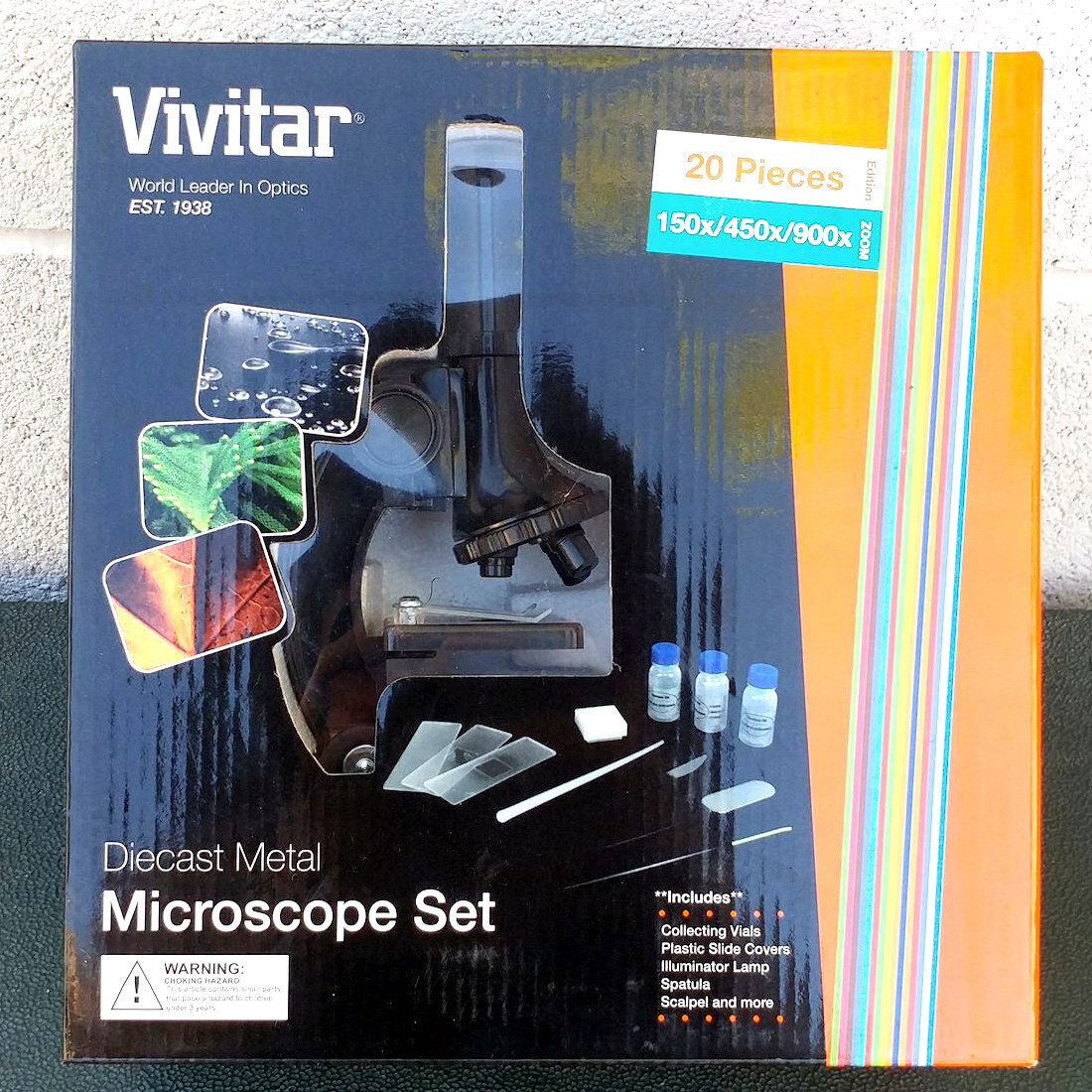 Die Cast Youth Microscope Vivitar Optics Metal 20 Piece Set 150x/450x/900x Zoom
