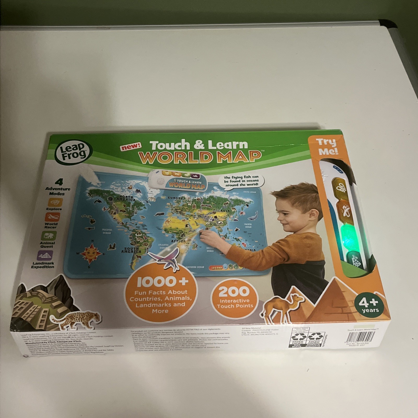 LeapFrog Touch & Learn World Map Featuring Animals & Landmarks Explore. Ages 4+