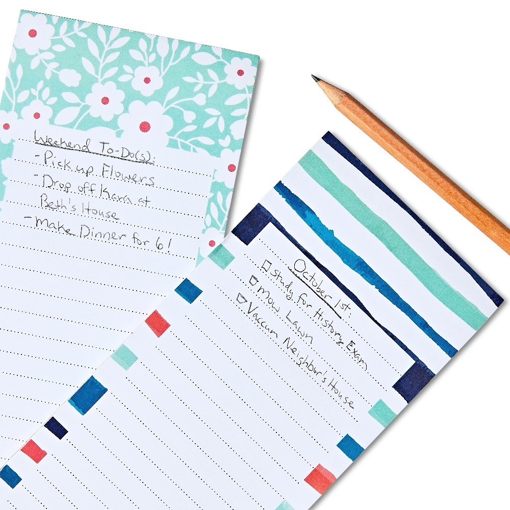(8 pack) List Pads, Multicolor Floral & Stripe Design, 80 Sheets Each, 2 Count