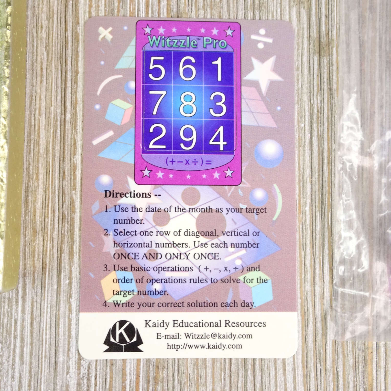 Witzzle Pro KDY 707 Card Dice Game – Kady Educational Resources Learning Math