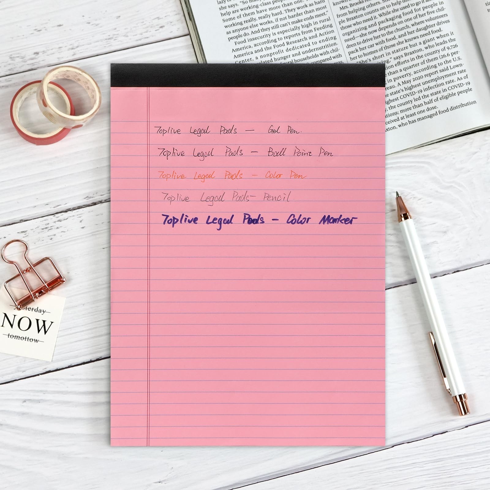 Toplive Colored Legal Pads 8.5 x 11 inch, 4 Pack Colored Writing Notepads Col…