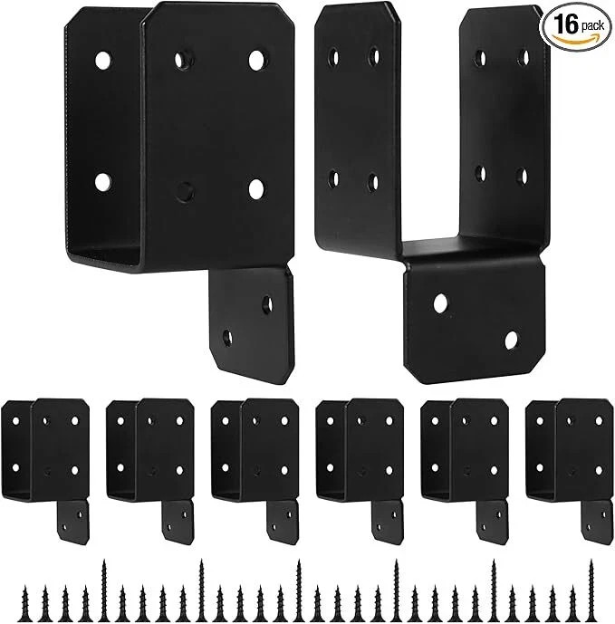 16pcs Black Caps Tie Bracket for 2×4 Post, Post Anchor Connector Carbon Steel