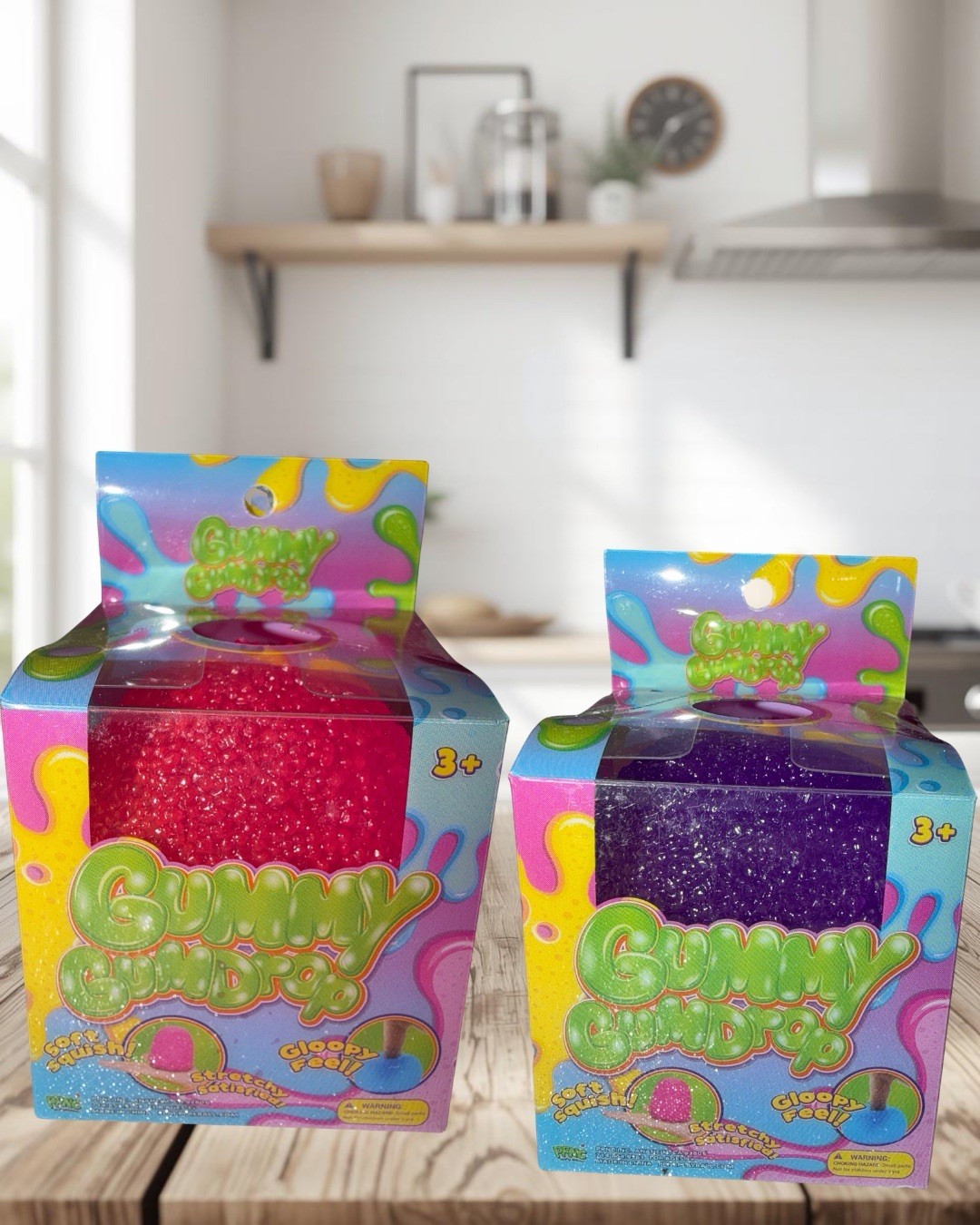 Sunny Days Jumbo Squeezy Strawberry Squishy Sensory & 4 Piece Gummy GumDrops Set