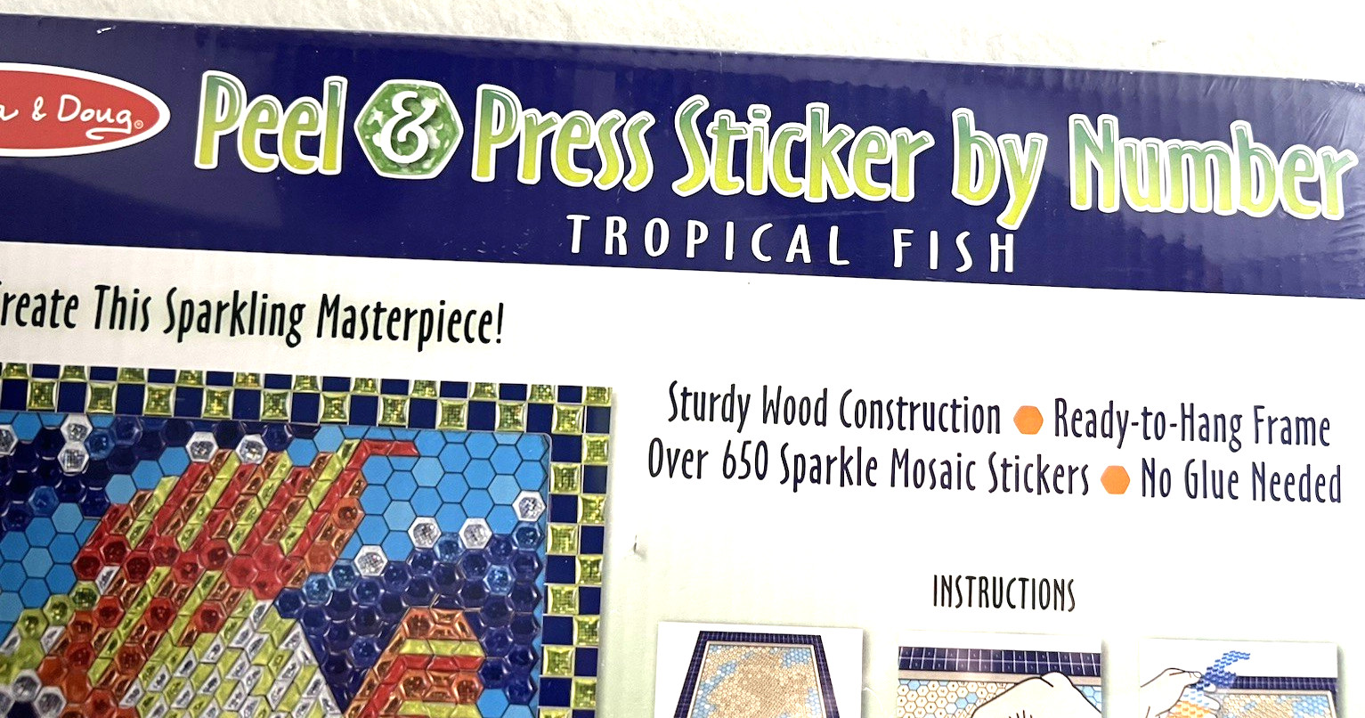 MELISSA & DOUG TROPICAL FISH PEEL & PRESS MOSAICS STICKER BY NUMBER – BRAND NEW