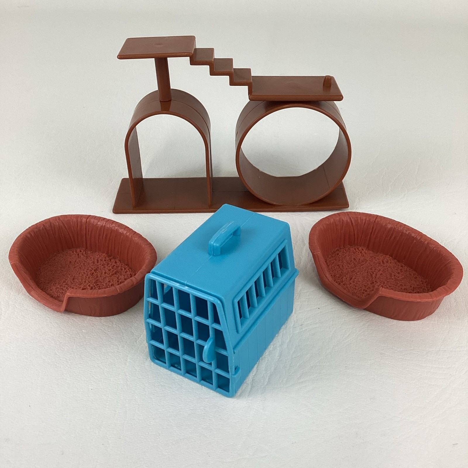 Vintage New Ray Kitty Cat Playset Miniature Animal Figures Fence Pet Carrier Lot