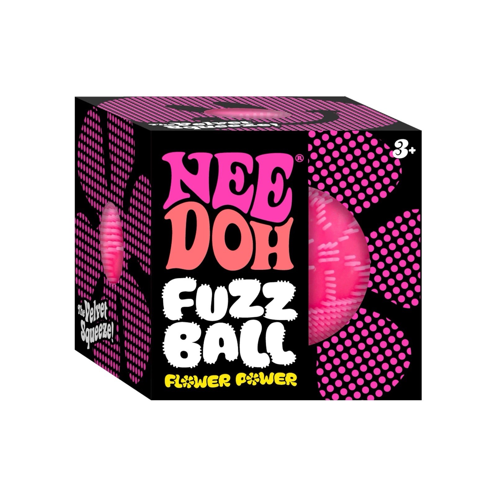 Nee Doh Fuzz Ball Flower Power Pink Sensory Squeeze Toy for Ages 3+