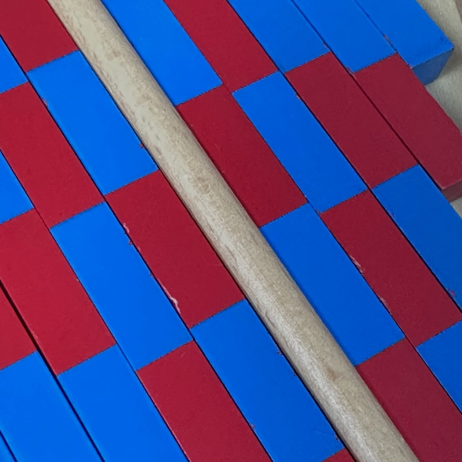Montessori Style Math Set Wooden Number Tiles Counters Red Blue Rods