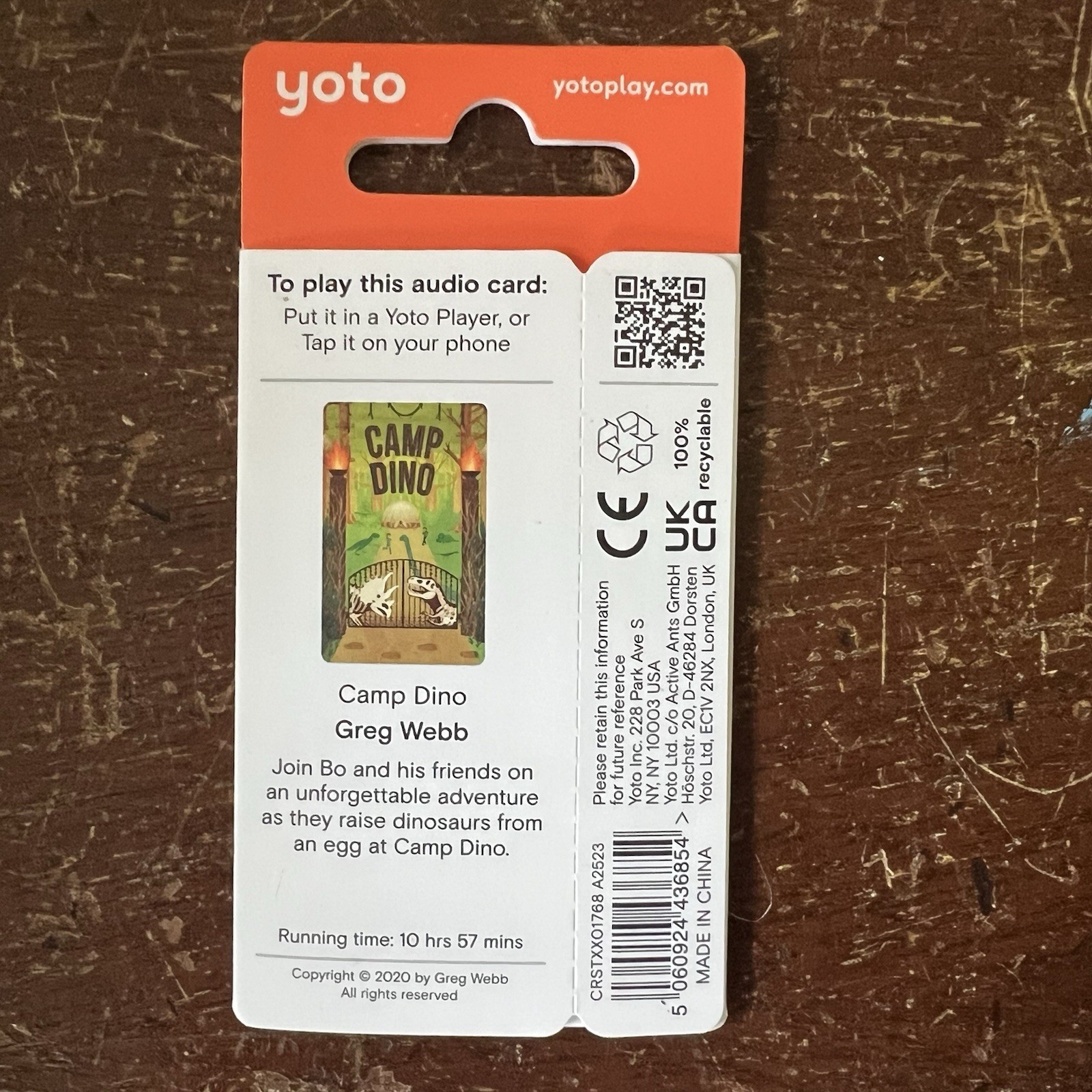 Yoto Card Camp Dino Greg Webb NEW Sealed Audio Card Story Dinosaurs Jurassic