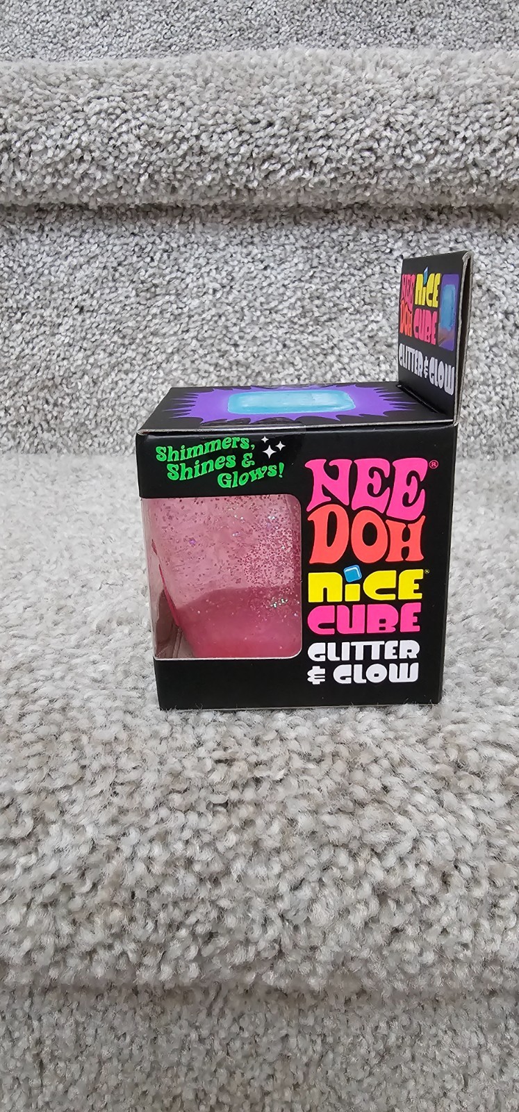 NeeDoh Nice Cube Glitter and Glow 2.25″ cube – PINK – NEW – 100% Authentic