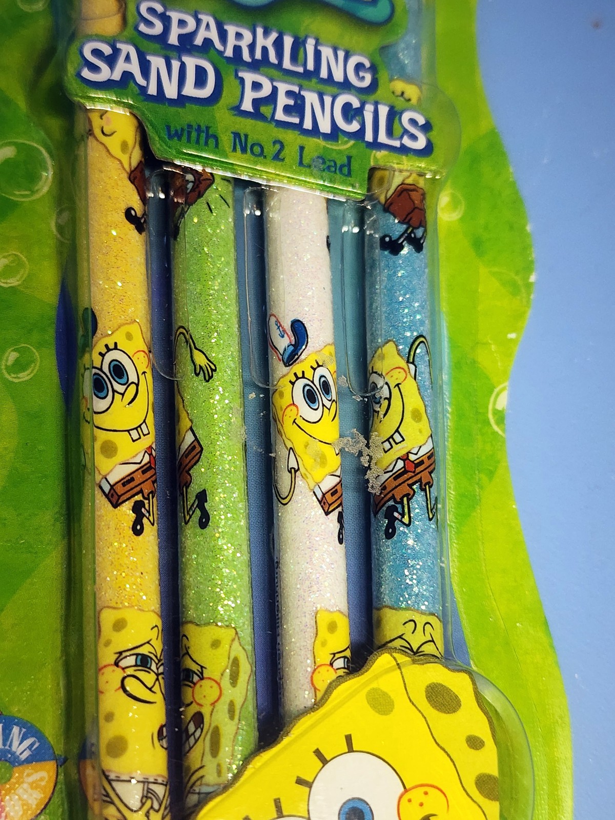 SpongeBob SquarePants Sparkling Sand Pencils No. 2 Lead Flying Colors 2001 NEW