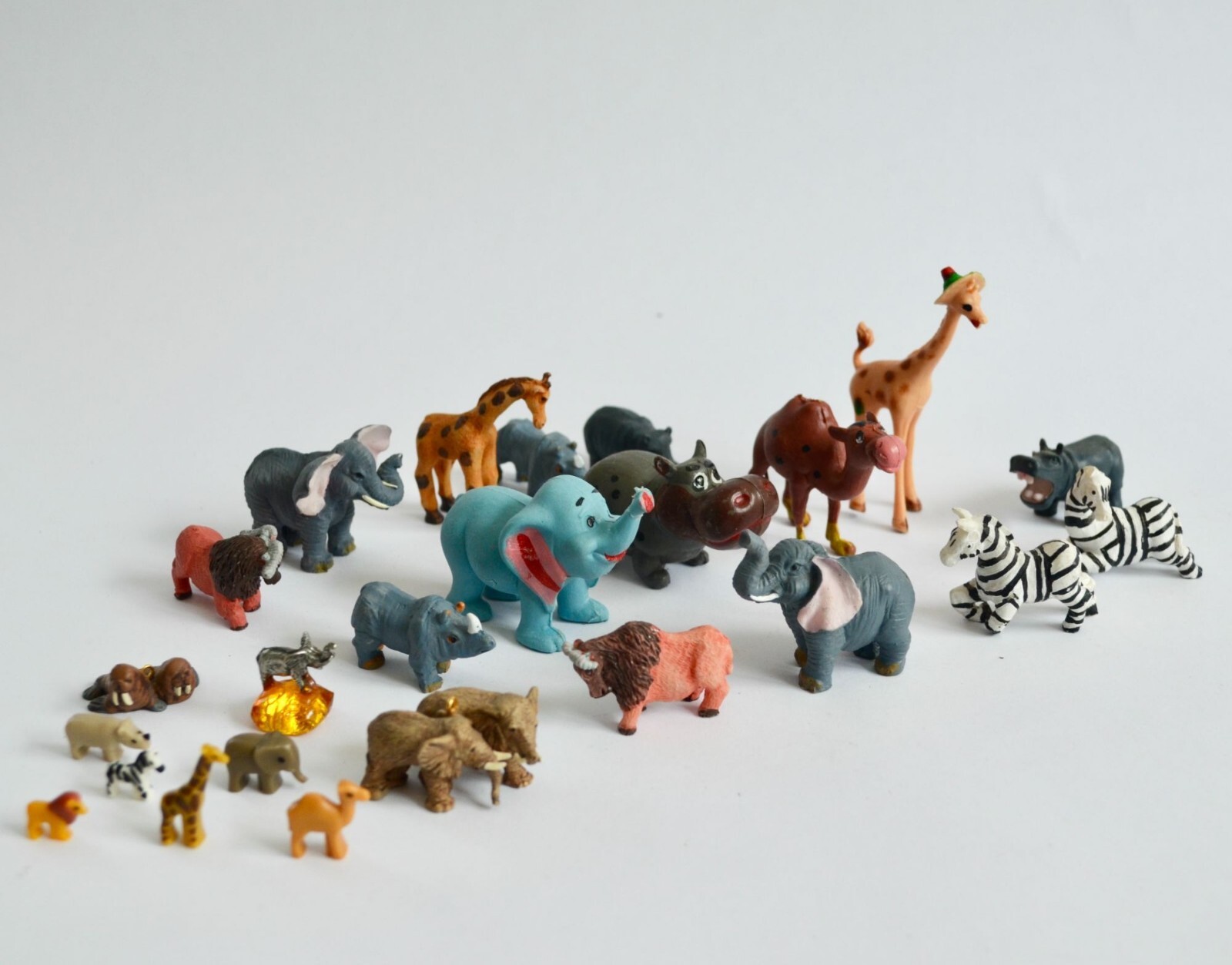 Large Lot Miniature Animal Figurines Toy Figures Hallmark Hong Kong Vintage