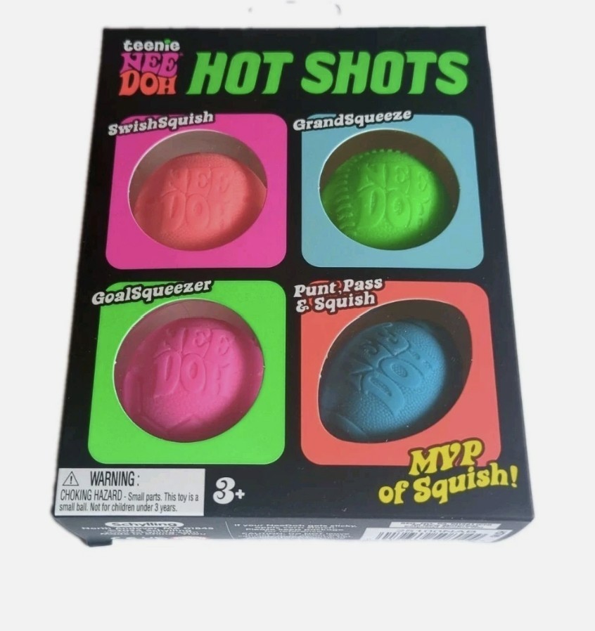Teenie NeeDoh Hot Shots 4 Pack Squishy Fidget Stress Balls AUTHENTIC