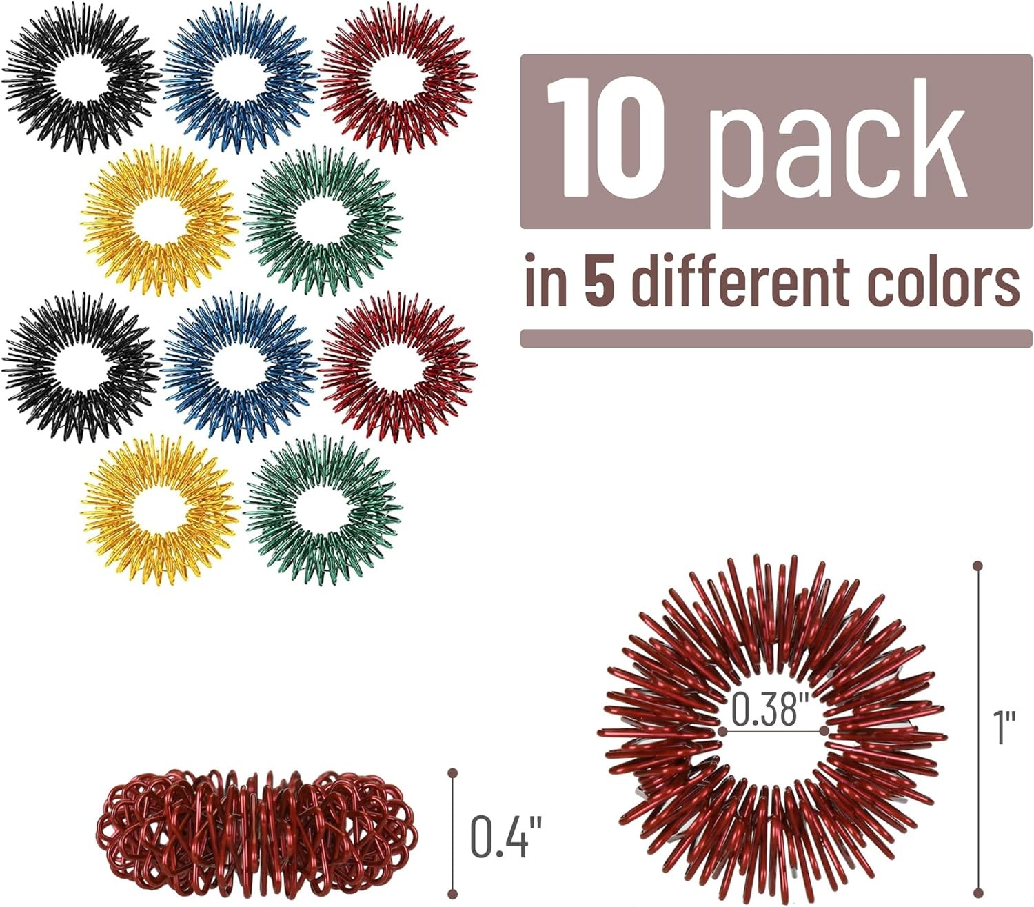 Mr. Pen Spiky Sensory Rings 10 Pack Stress Relief Fidget Ring for Anxiety