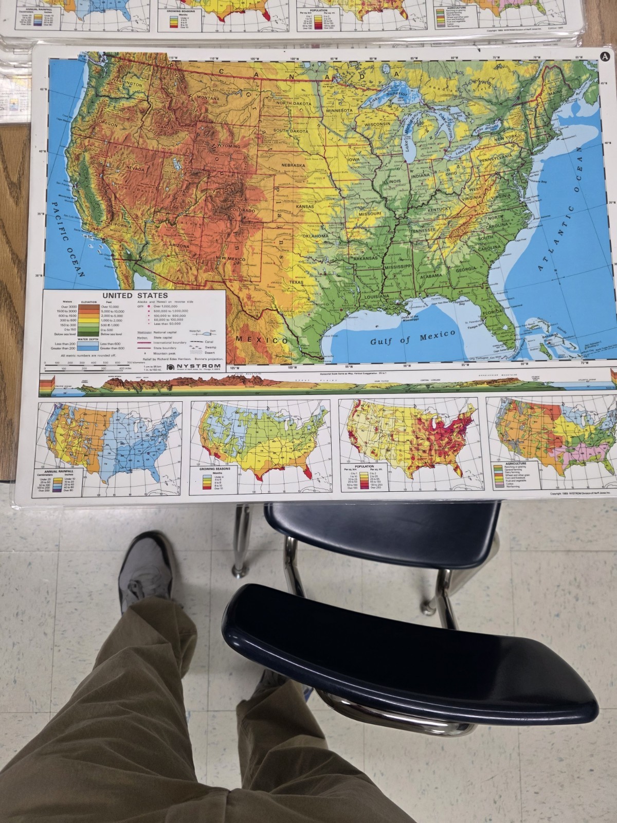 10 Nystrom Laminated 2 Sided United States Geography Map 22″ X 17″ Homeschool