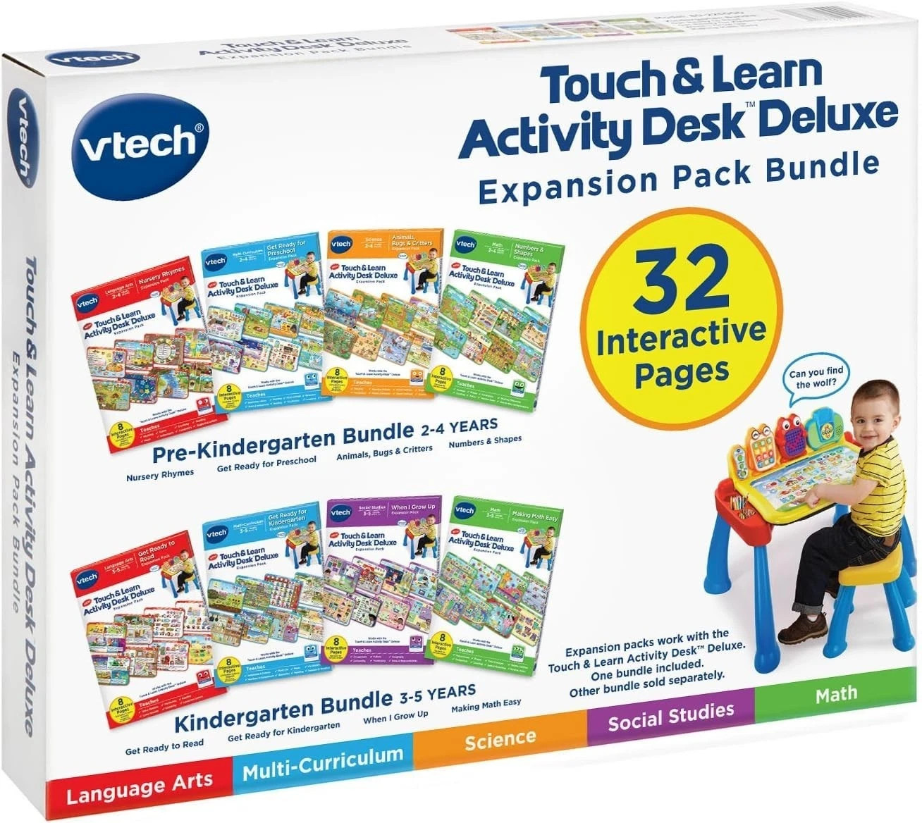 VTech Activity Desk 4-in-1 Kindergarten Expansion Pack Bundle for Age 3-5