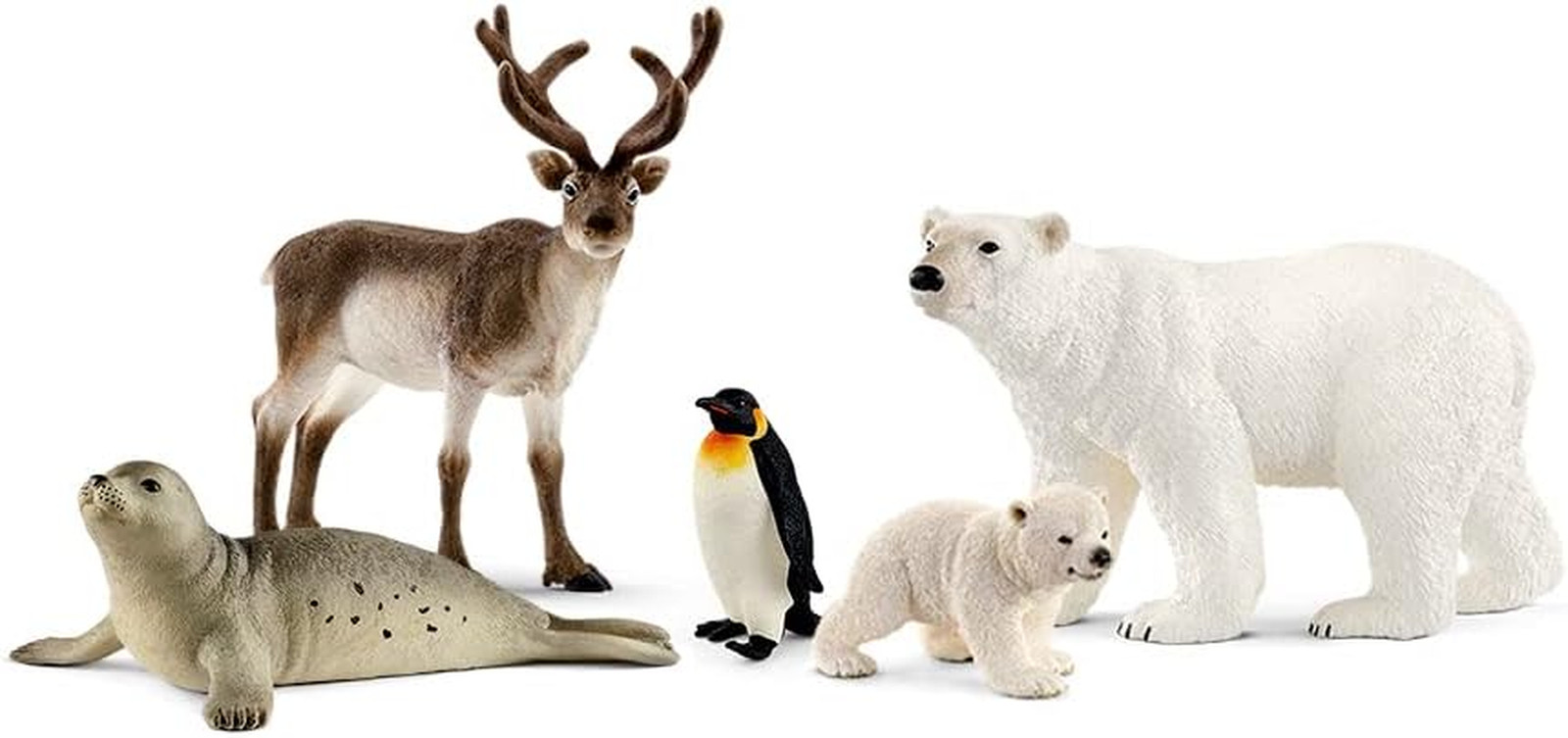 Schleich Wild Life – 5PC Arctic Animal Toy Bundle with Penguin, Reindeer, Seal,