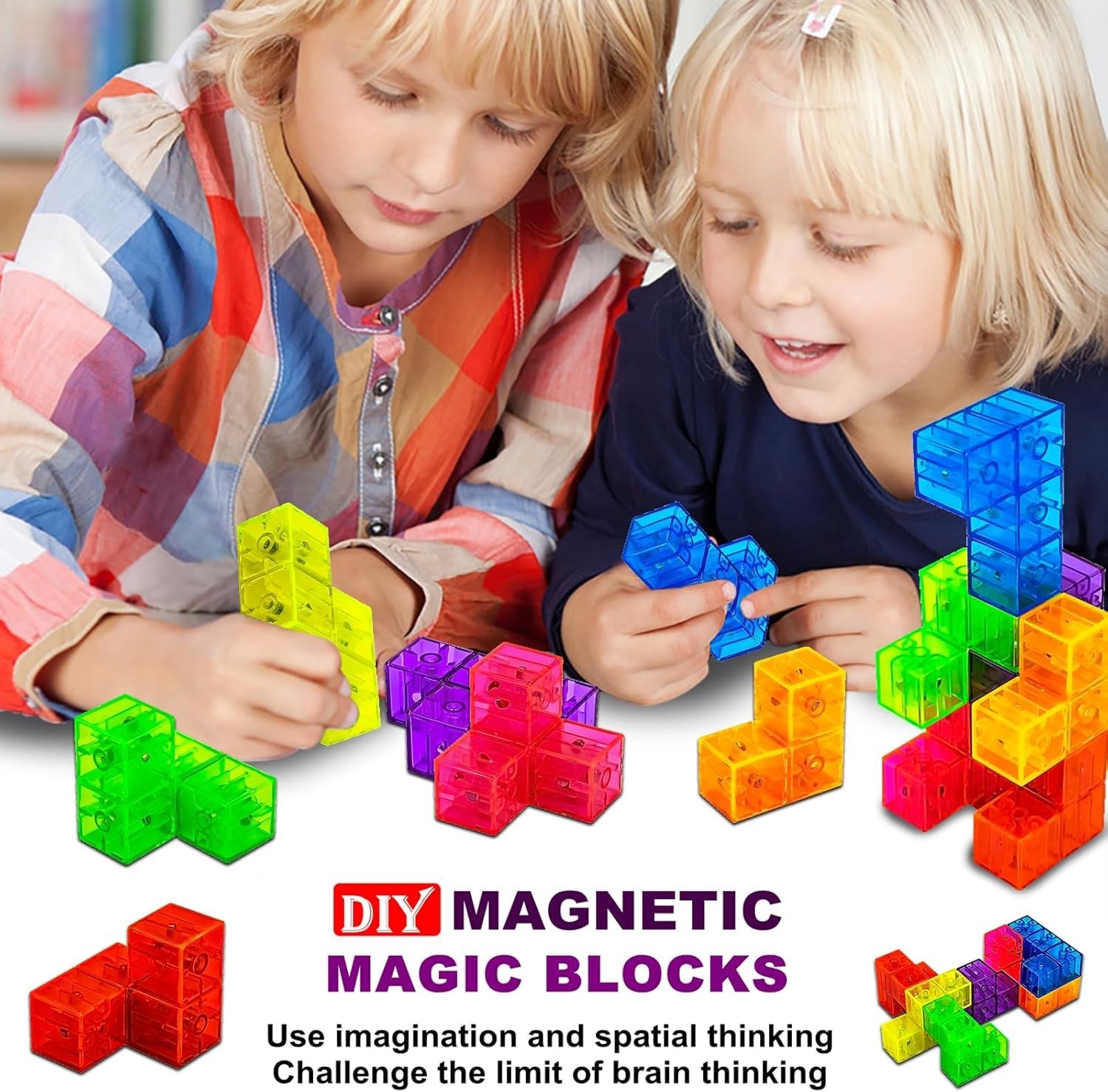 3D Magnetic Building Blocks Magic Cube Geometric Puzzle Fidget Toy Gift Set