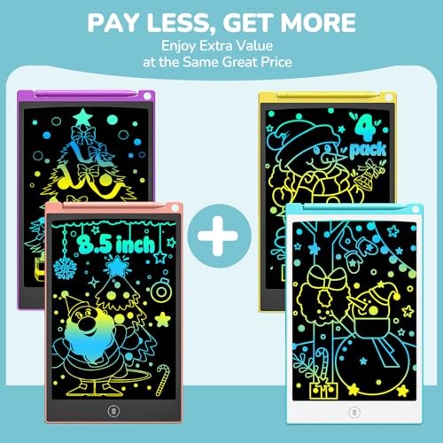 LCD Writing Tablet Set, 8.5 Inch Colorful Doodle Blue & Pink & Yellow & Purple