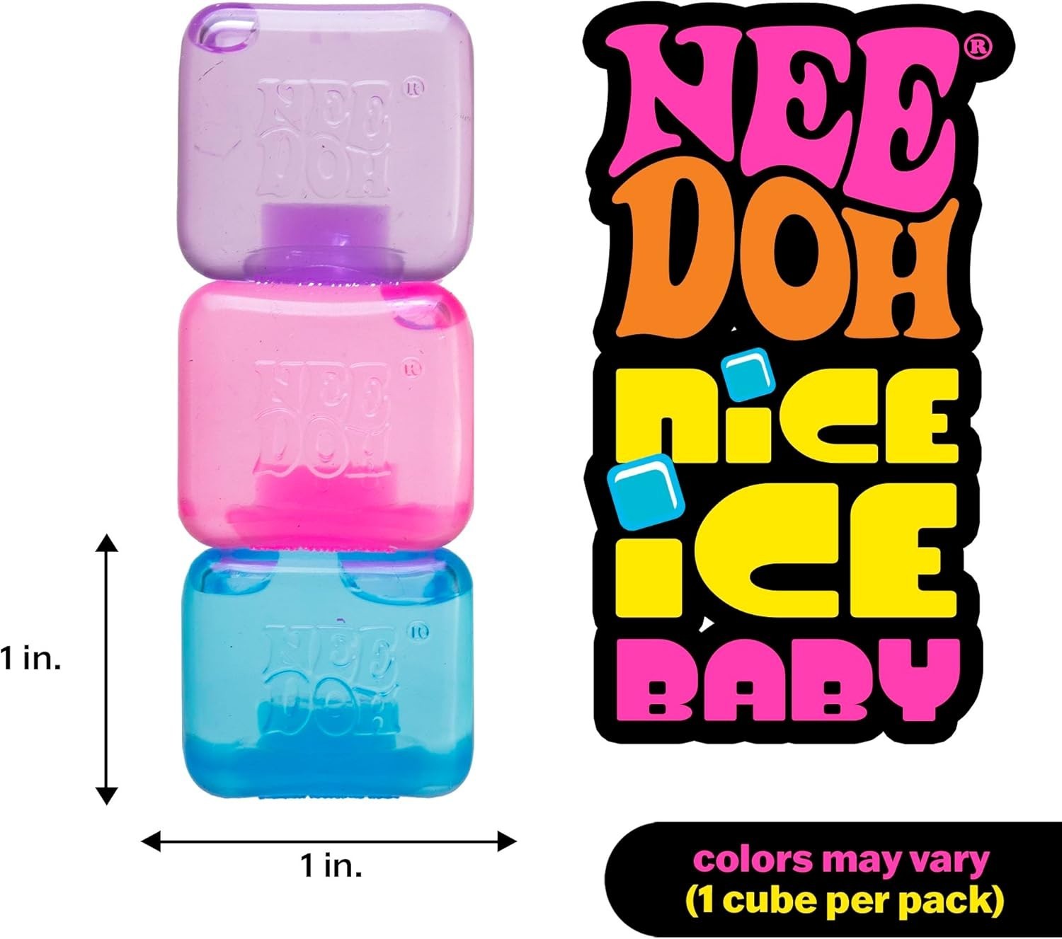 NeeDoh Nice Ice Baby 4 pack, Set of Four Nee Doh Mini Nice Cube Pink Blue Purple