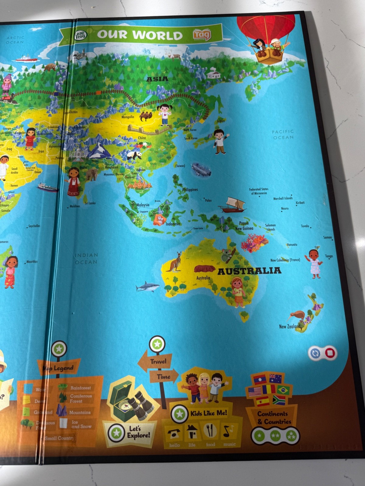 Leap Frog Interactive Jumbo World Map 2 Sided Tag Read System Pen Not Included