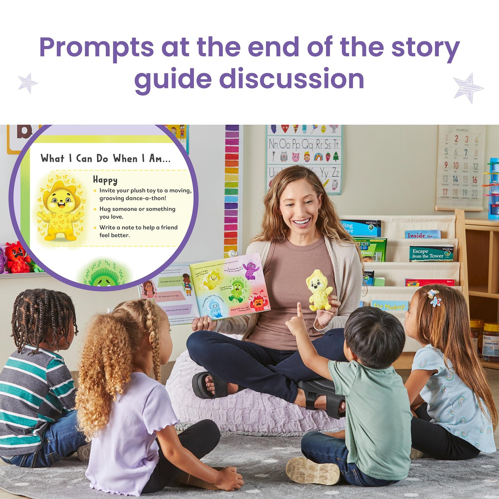 hand2mind Feelings Family Introductory Storybook and Plush Set, Toddler Emoti…