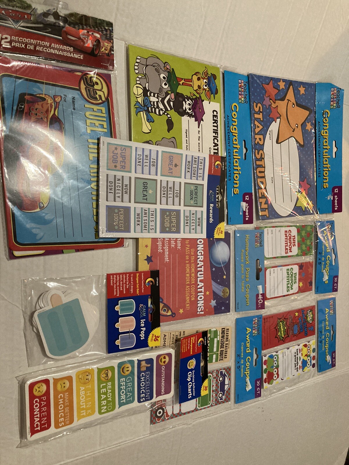 Lot of 7 NIP School Teachers lot Reward Stickers Award Coupons Congratulations