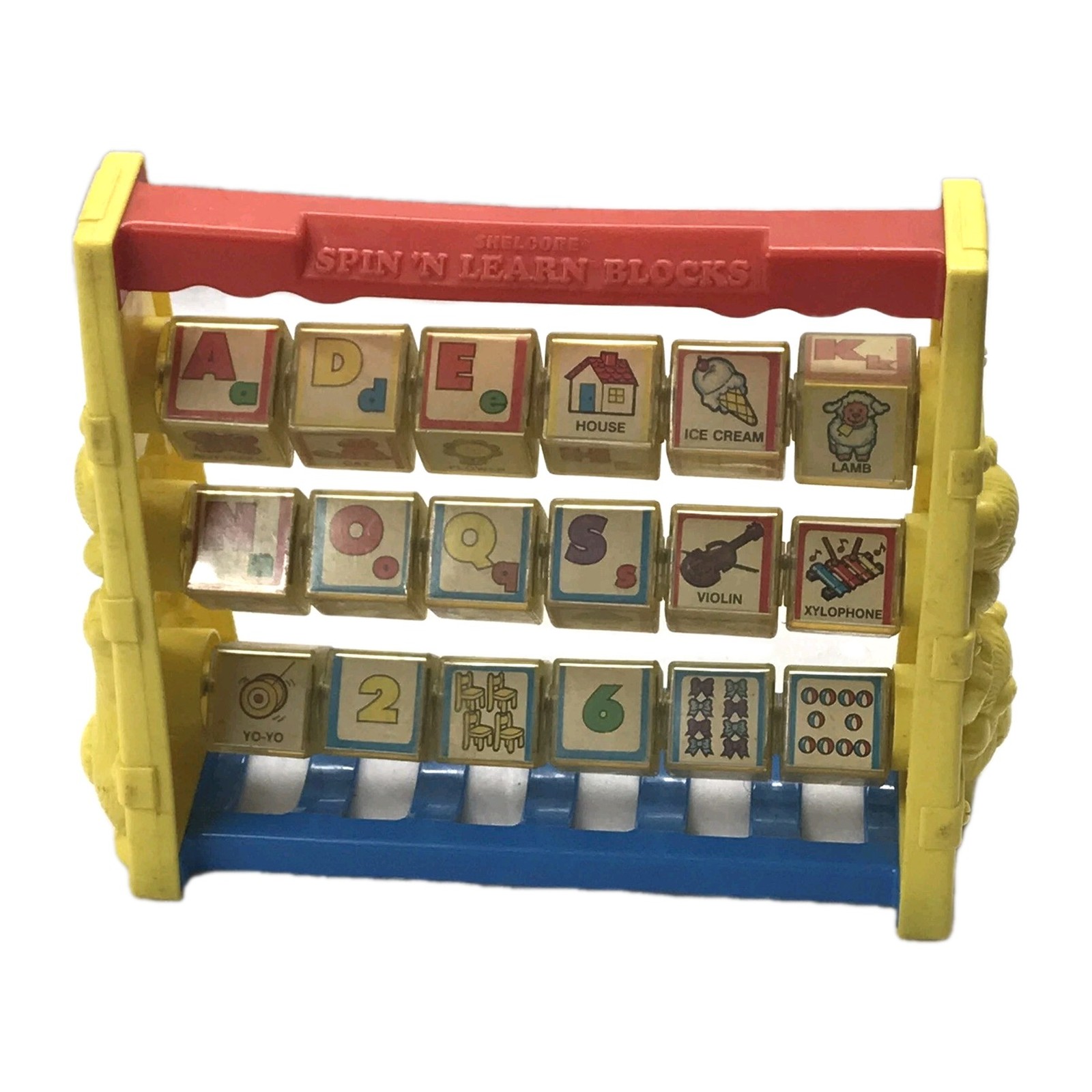 Vintage 1987 Shelcore Spin N’ Learn Blocks Collectible Alphabet Toddler Toy Bear